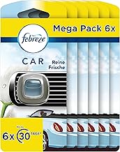 Febreze Car Air Freshener, 6 Pack, Pure Freshness, Car Fragrance Against Odours