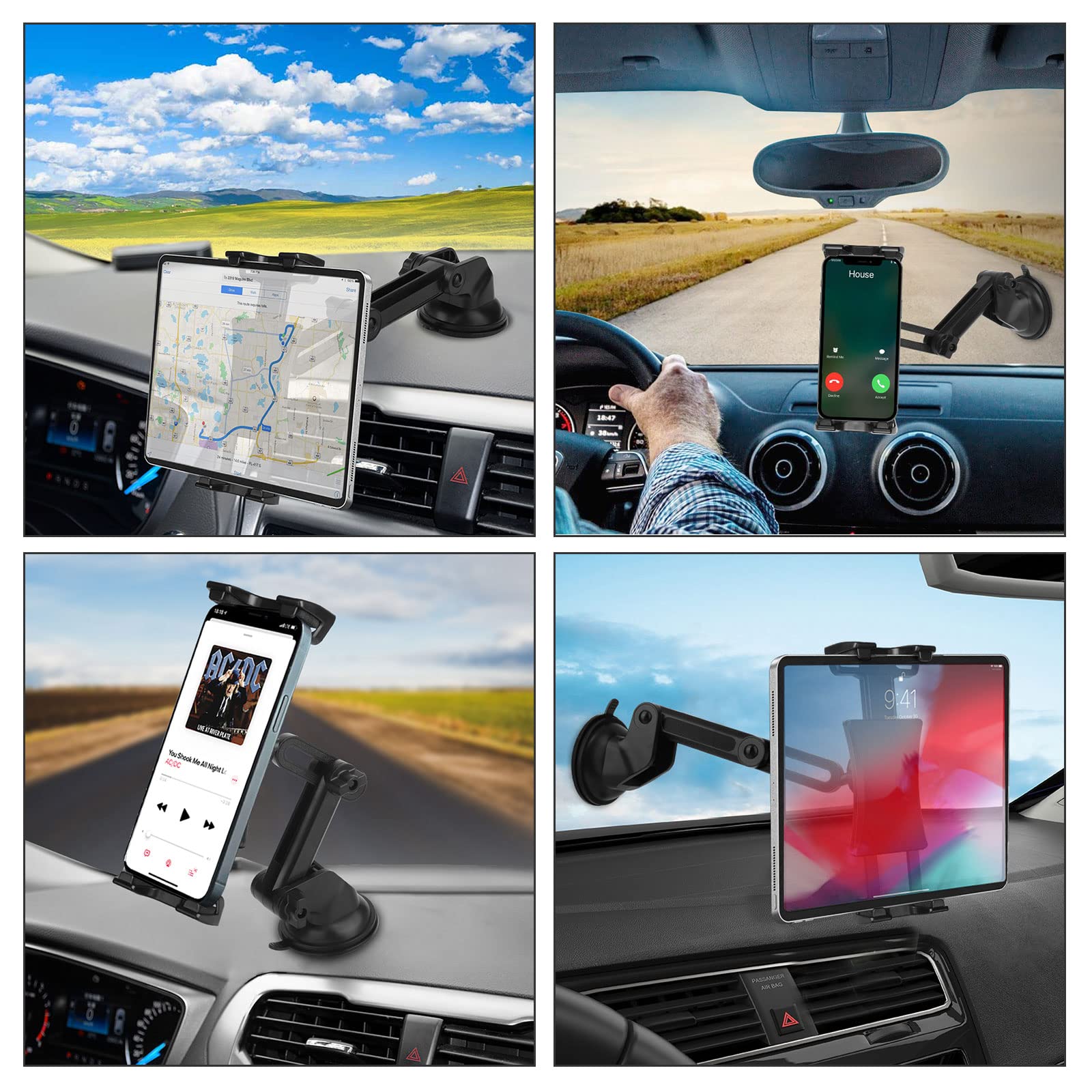 Xishwon Uni Erwachsene Halterung für Armaturenbrett und Windschutzscheibe Auto für Tablet Universal Saugnapf für Armaturenbrett Fenster 360° verstellbar für iPad Pro 12.9/11/10.5/9.7/Air/Mini 6 5