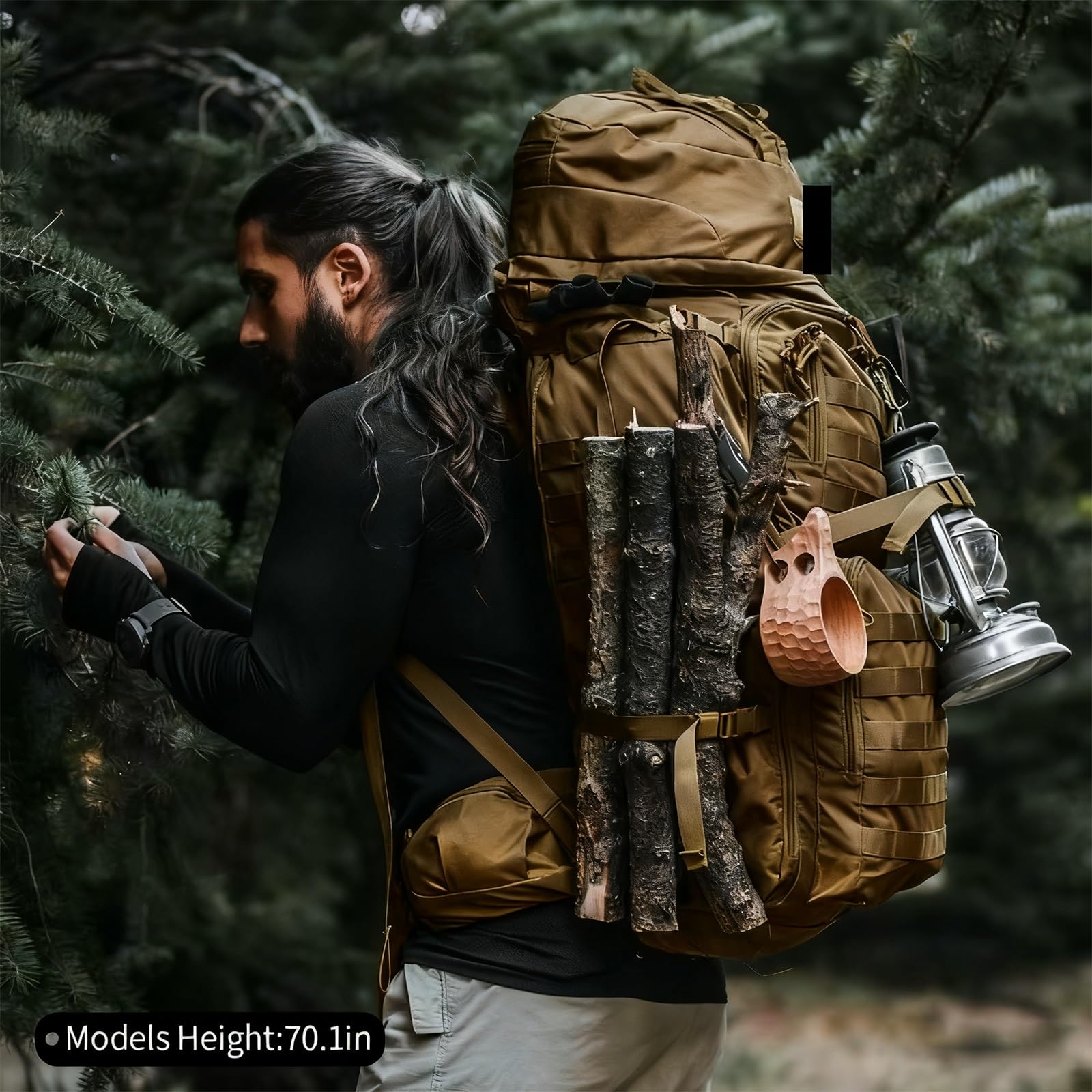 Mochila Táctica 75 L Mochila Militar Grande Mochila con Funda Lluvia Sistema MOLLE | Unisex para Acampar Senderismo Montañismo Excursionismo Desplazamientos Diarios Pesca Caza