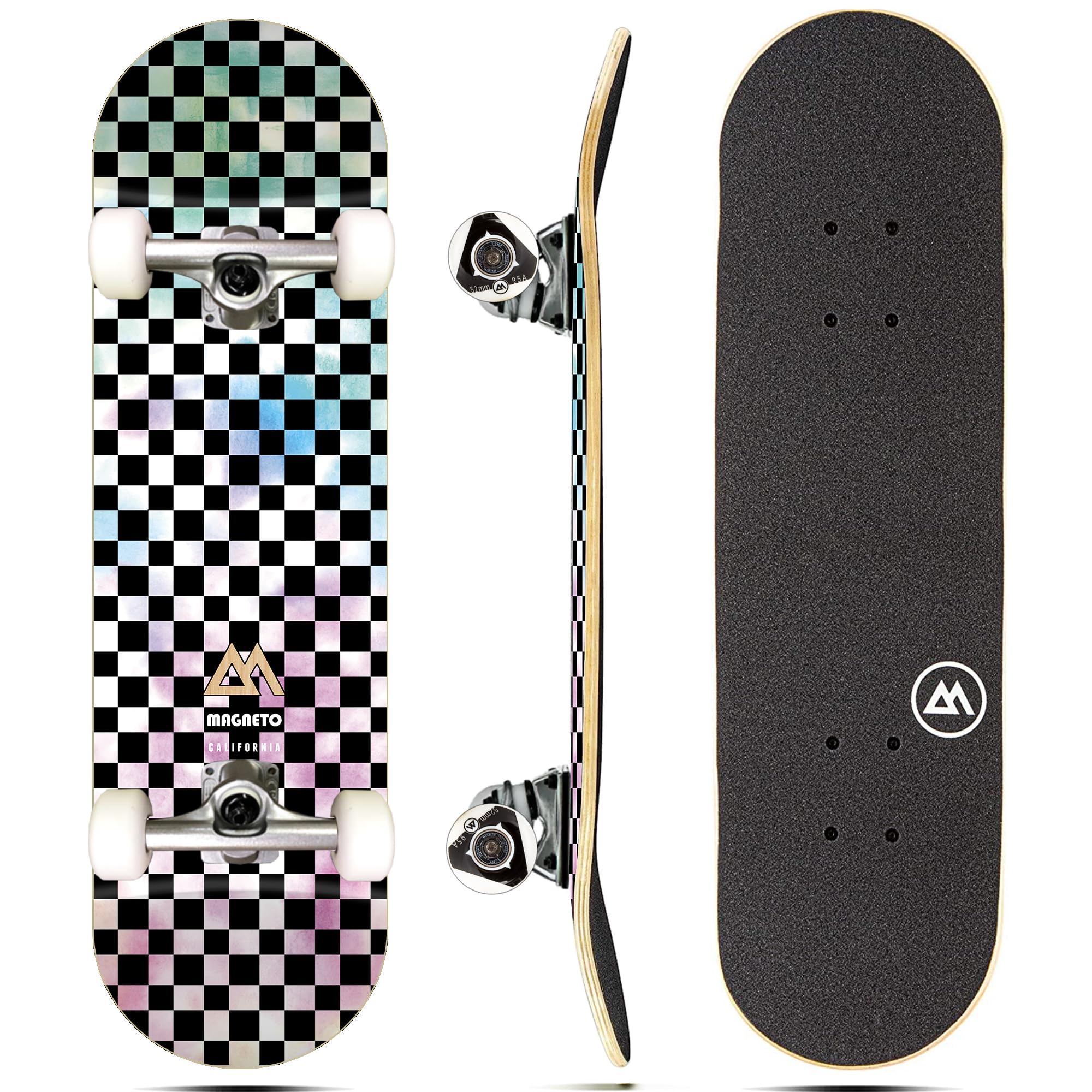 Magneto Complete Skateboard | 9-Layer Maple Wood | ABEC 5 Bearings | Double Kick Concave Deck | Kids Skateboard Cruiser Skateboard | Skateboards for Beginners, Teens & Adults (Free Stickers Included)