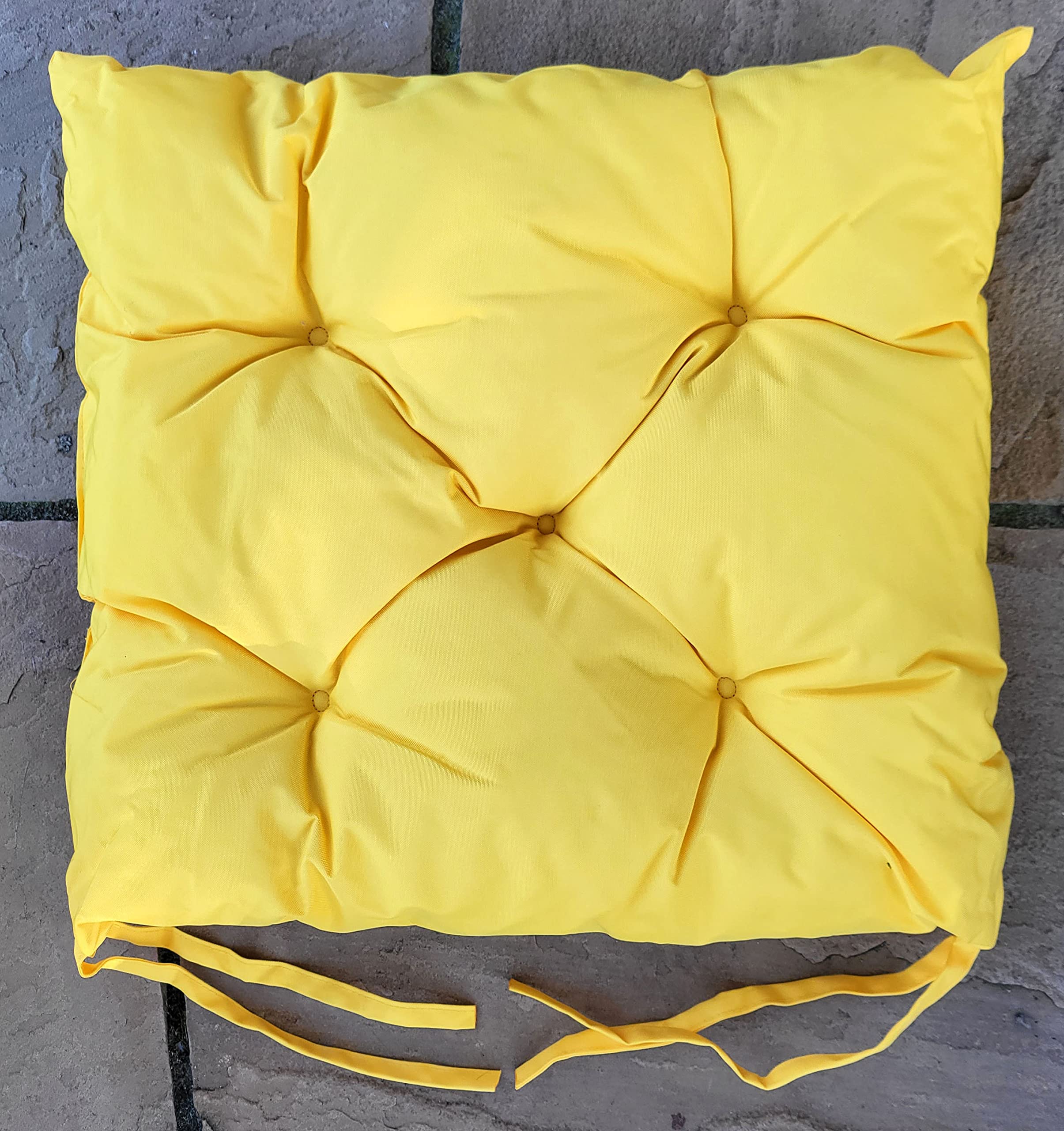 cushion mania Outdoor Chair Seat Pads Bench Pads Waterproof Garden CHUNKY Chair Seat Pads (Chair Pad (40x40x4cm), Yellow) — image 1