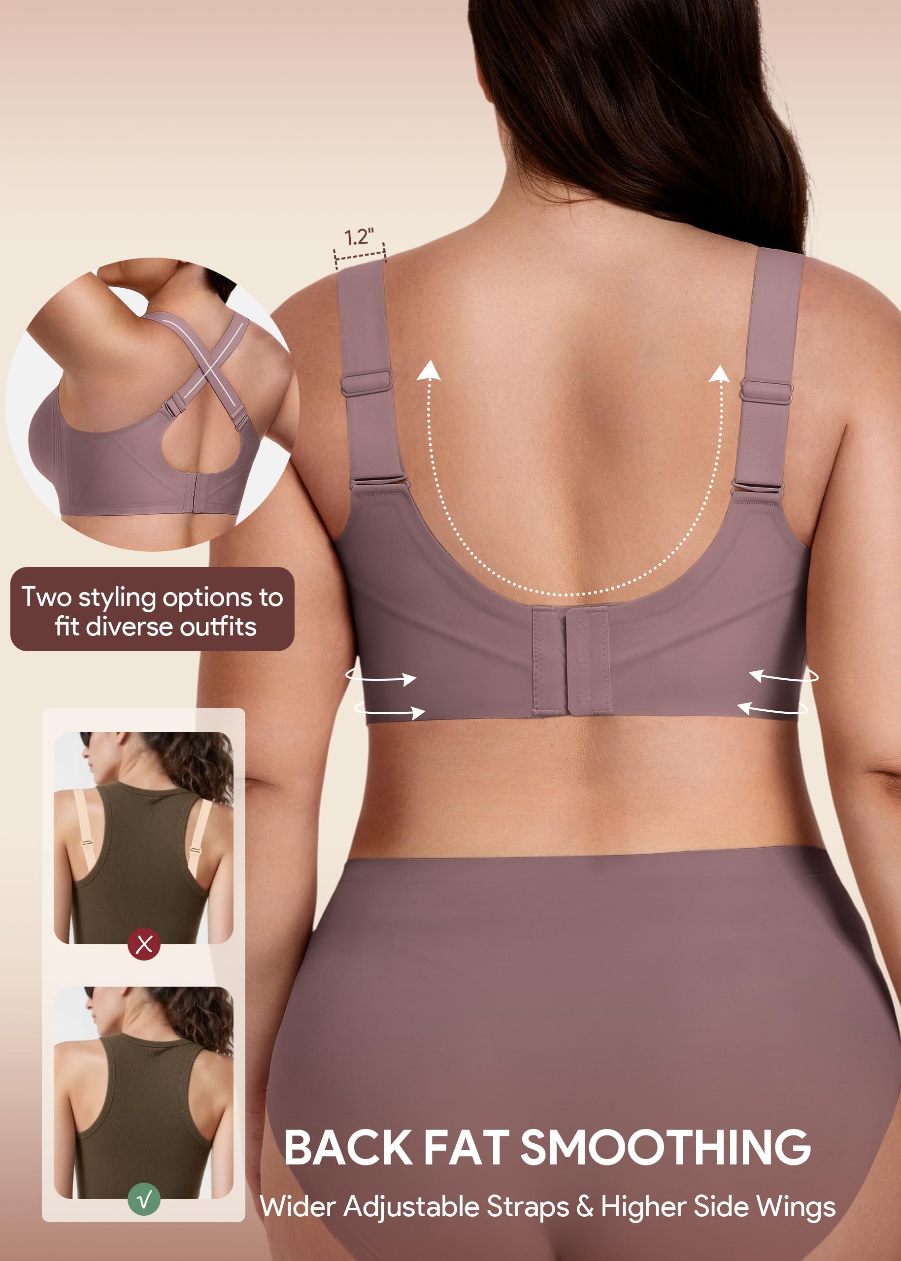 HBselect BH Damen Große Brüste ohne Bügel Vollschalen BH Jelly Bra Set Seamless Push Up Minimizer BH weicher Bustier Starker Halt Bra Bralette