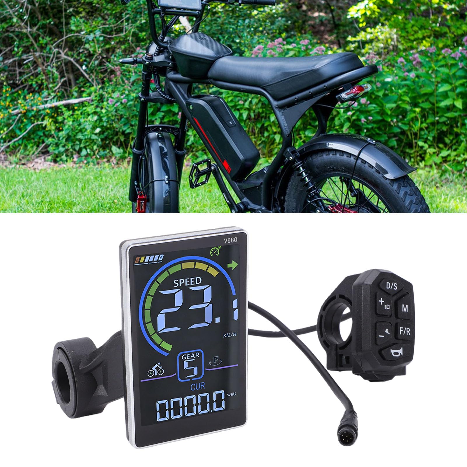 Elektrofahrrad-LCD-Display für Roller, Panel mit 6-poligem Anschluss, Kompatibel mit UART-Protokoll, 31,8 Mm oder 22,2 Mm Montageöffnung