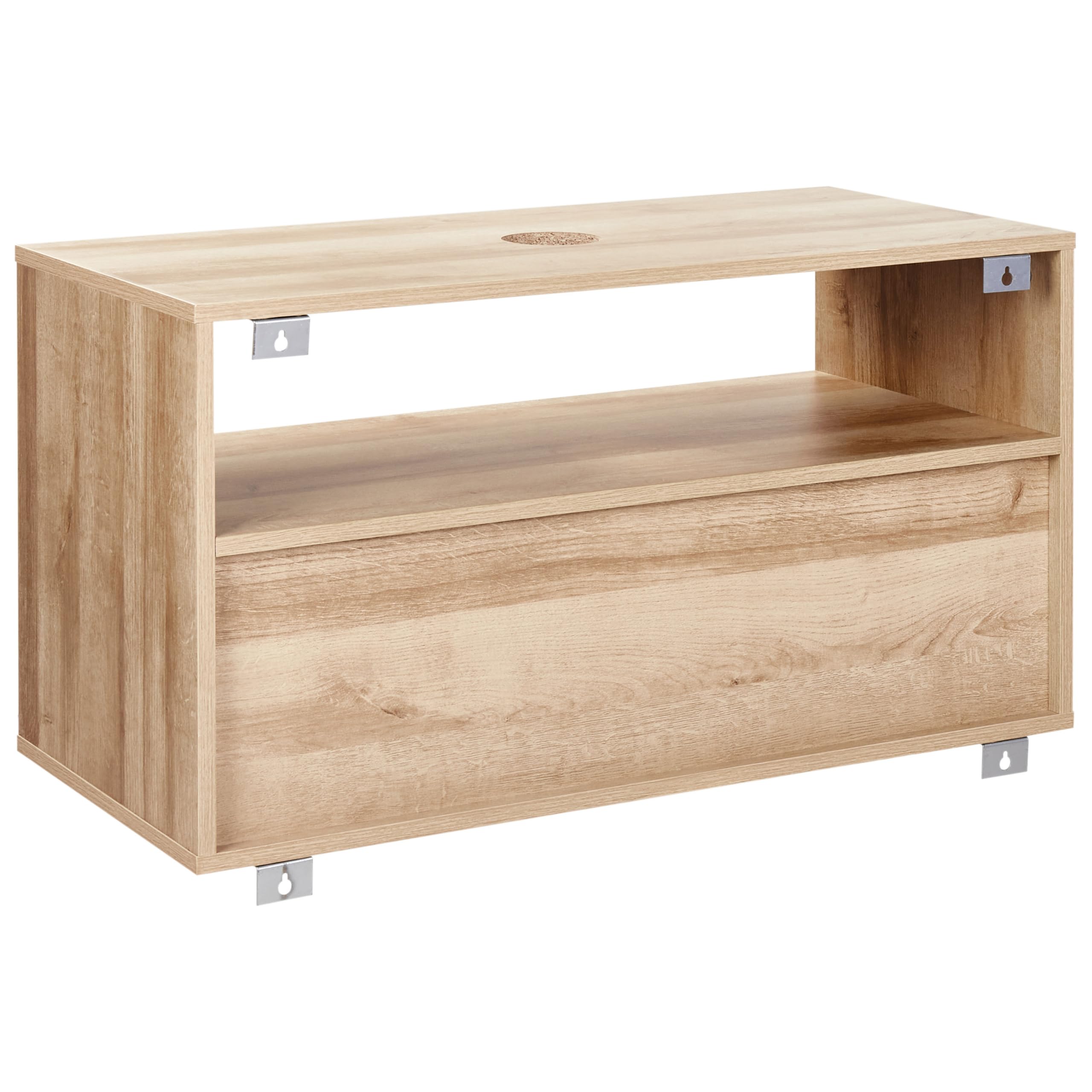 Beliani Mueble Flotante para baño Boho Frente de ratán Trenzado 86 x 45 cm Madera Clara Rosell