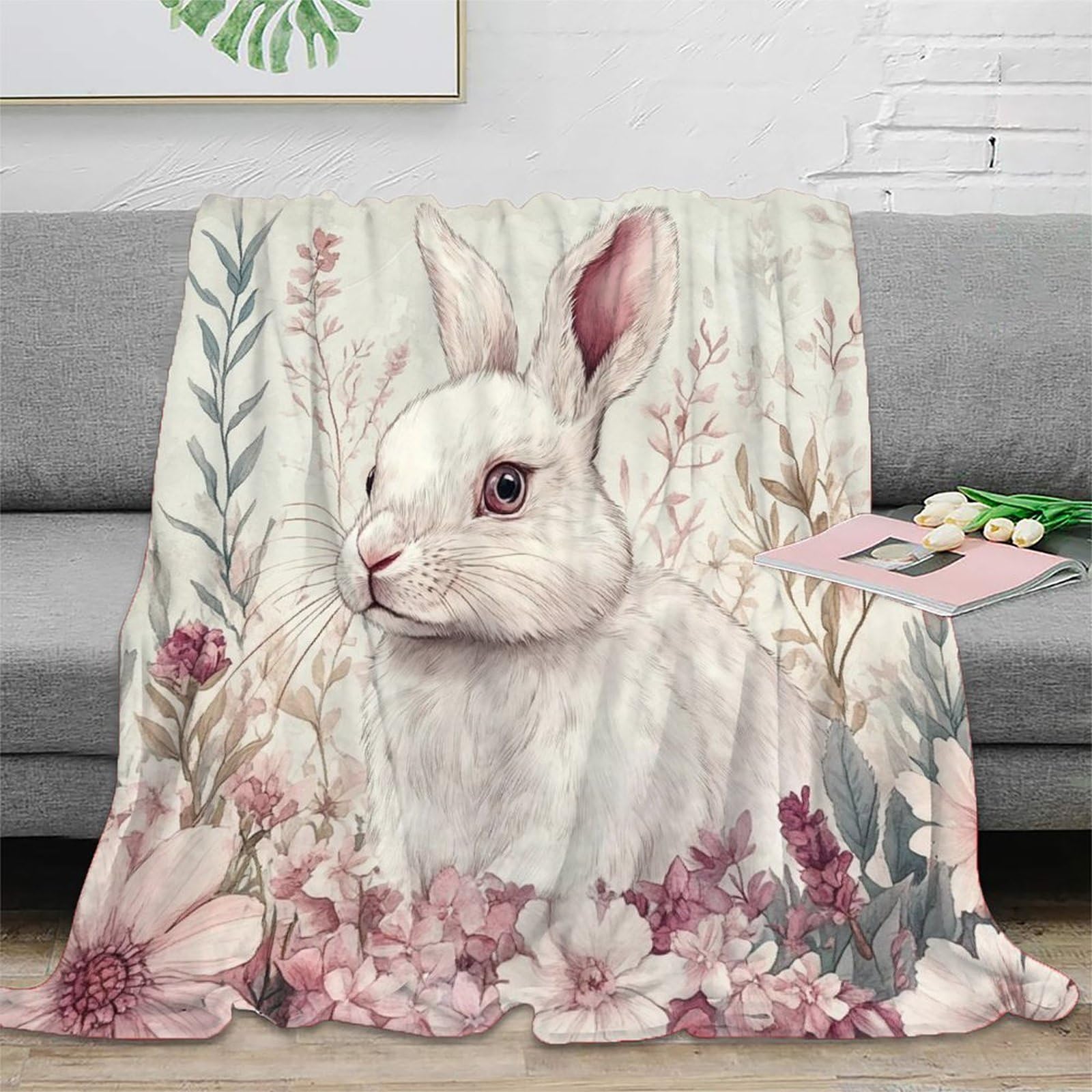 Couverture Polaire Bunny Haut de Gamme Imprimée 3D Anti-Bouloche Durable