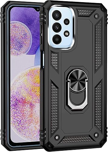 Miniatura 8 de Funda de grado militar para Samsung Galaxy A23 5G, anillo giratorio de metal 360 grados, soporte de soporte, armadura resistente a prueba de golpes,