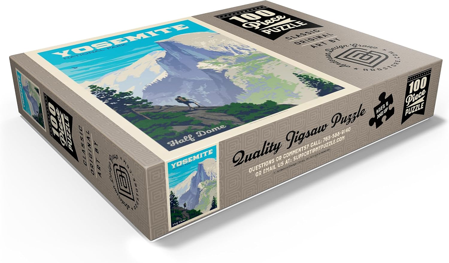 MyPuzzle Yosemite National Park: Half Dome Vista, Vintage Poster - Premium 100 Piece Jigsaw Puzzle for Adults