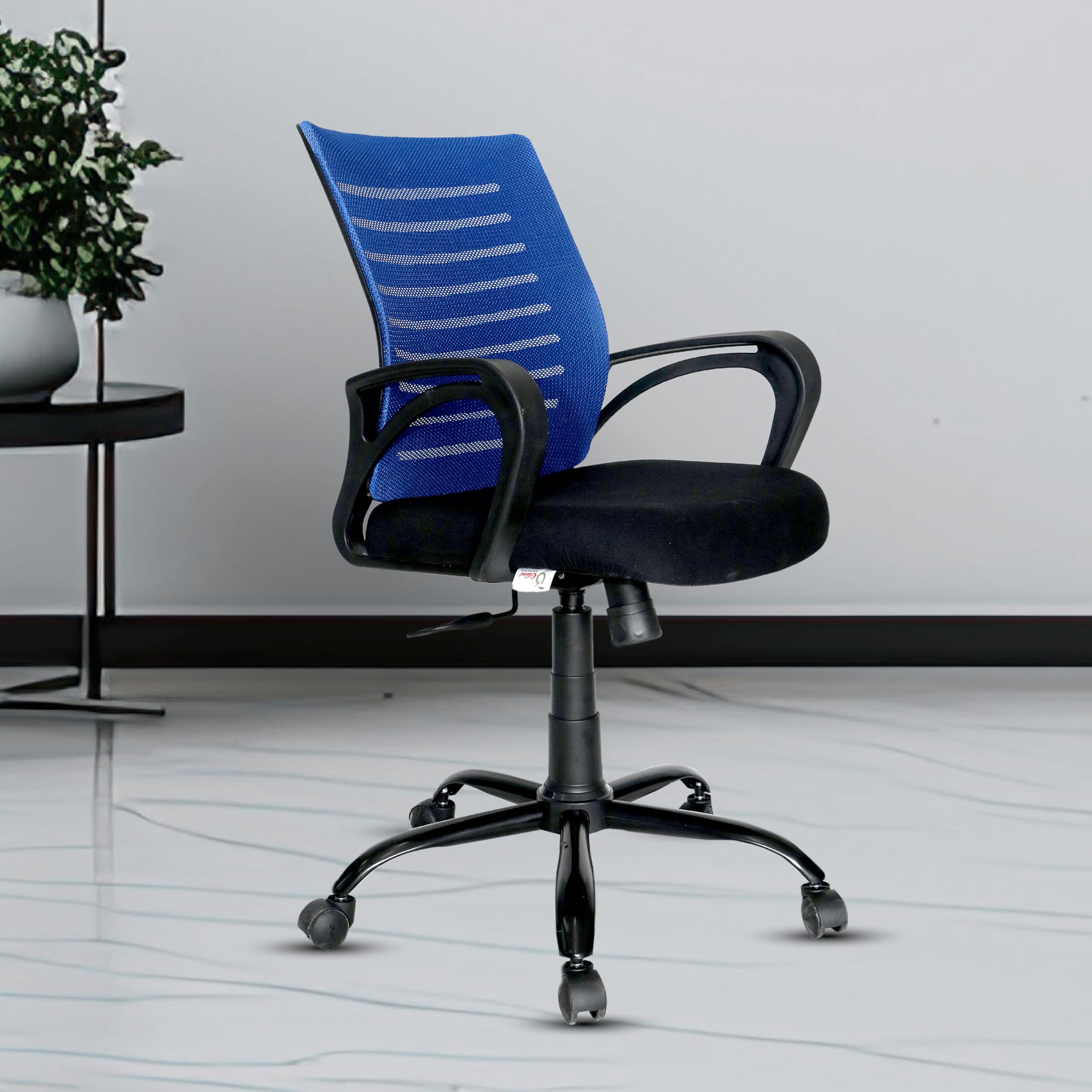 OOLIVE Star OC10 Ergonomic Mesh Mid Back Office Chair | Ergonomic Office, Study, Revolving, Computer Chair for Work from Home Heavy Duty Metal Base, Seat Height Adjustable (Blue)