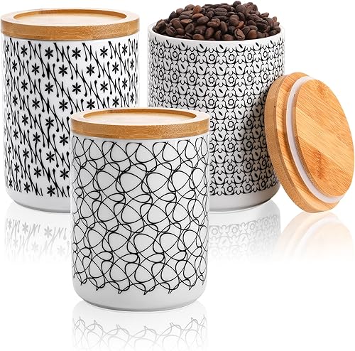 Yesland Paquete de 3 recipientes de cocina de cerámica para almacenamiento de alimentos, juego de recipientes redondos de 24 onzas líquidas,
