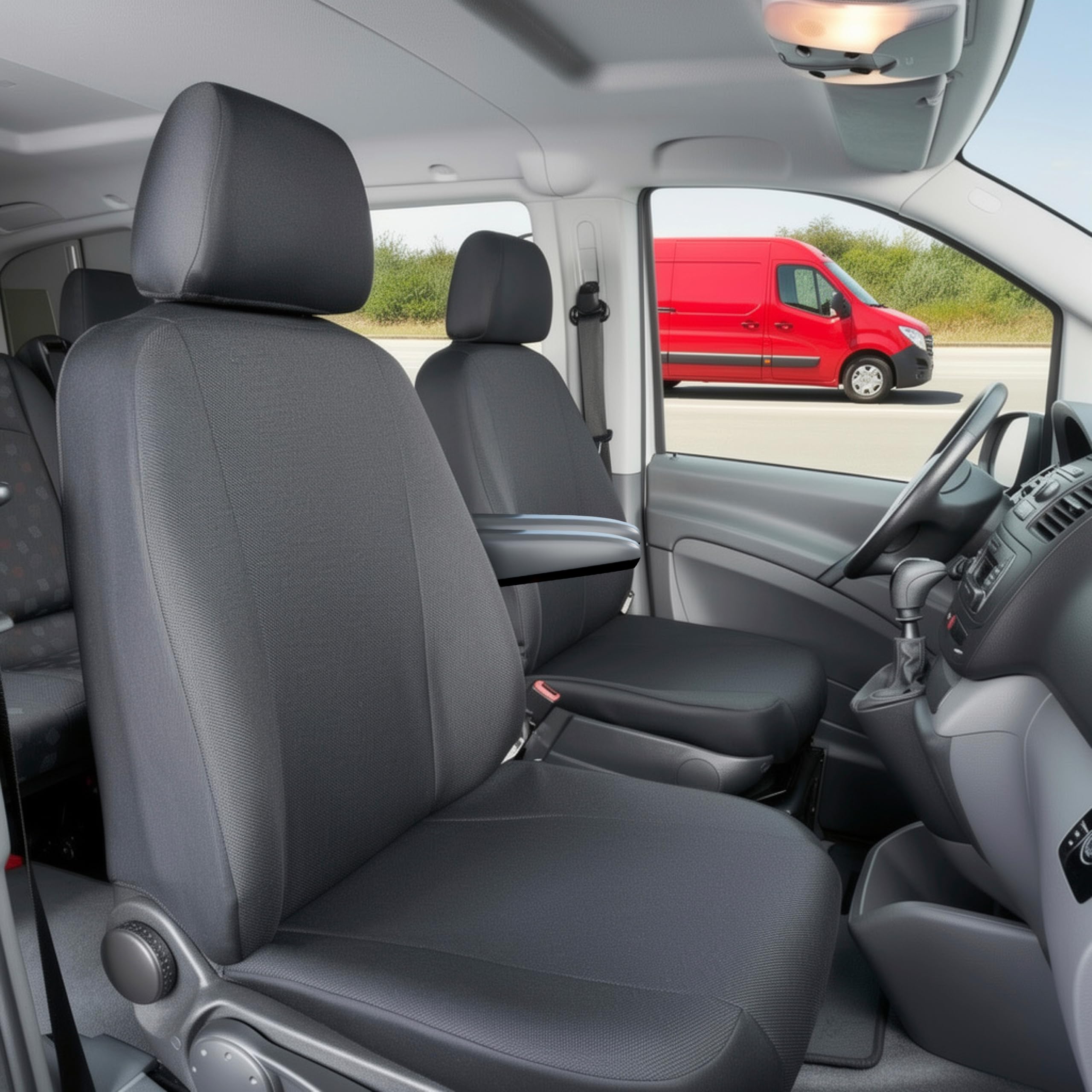 WALSER Passform Auto-Sitzbezug, Transporter-Schonbezug Stoff kompatibel mit Citroen Berlingo, 2 Einzelsitzbezüge vorne