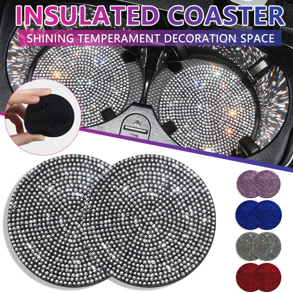 Bling Sottobicchieri Auto Con Strass: Set Da 2 Universali Antiscivolo 7cm - Accessori Interni Lussuosi Per Donna, Regalo Ideale