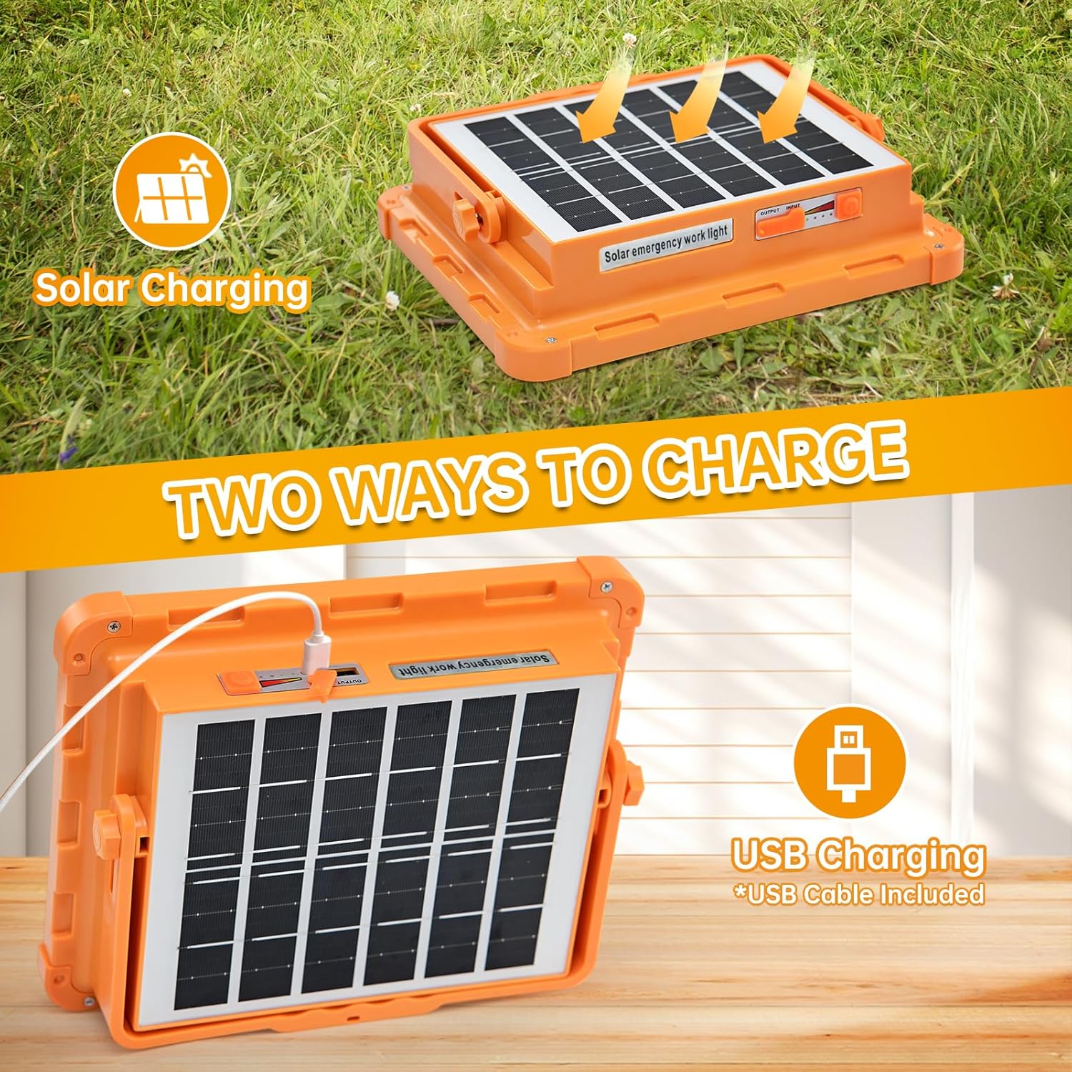 Solar Work Light with Stand - 100W Rechargeable Flood Lights Outdoor, 4 Modes Waterproof Outdoor LED Camping Lights 12000mAh, Cordless Floodlights for Camping, Emergency Power Failure,Car Repair,Fish