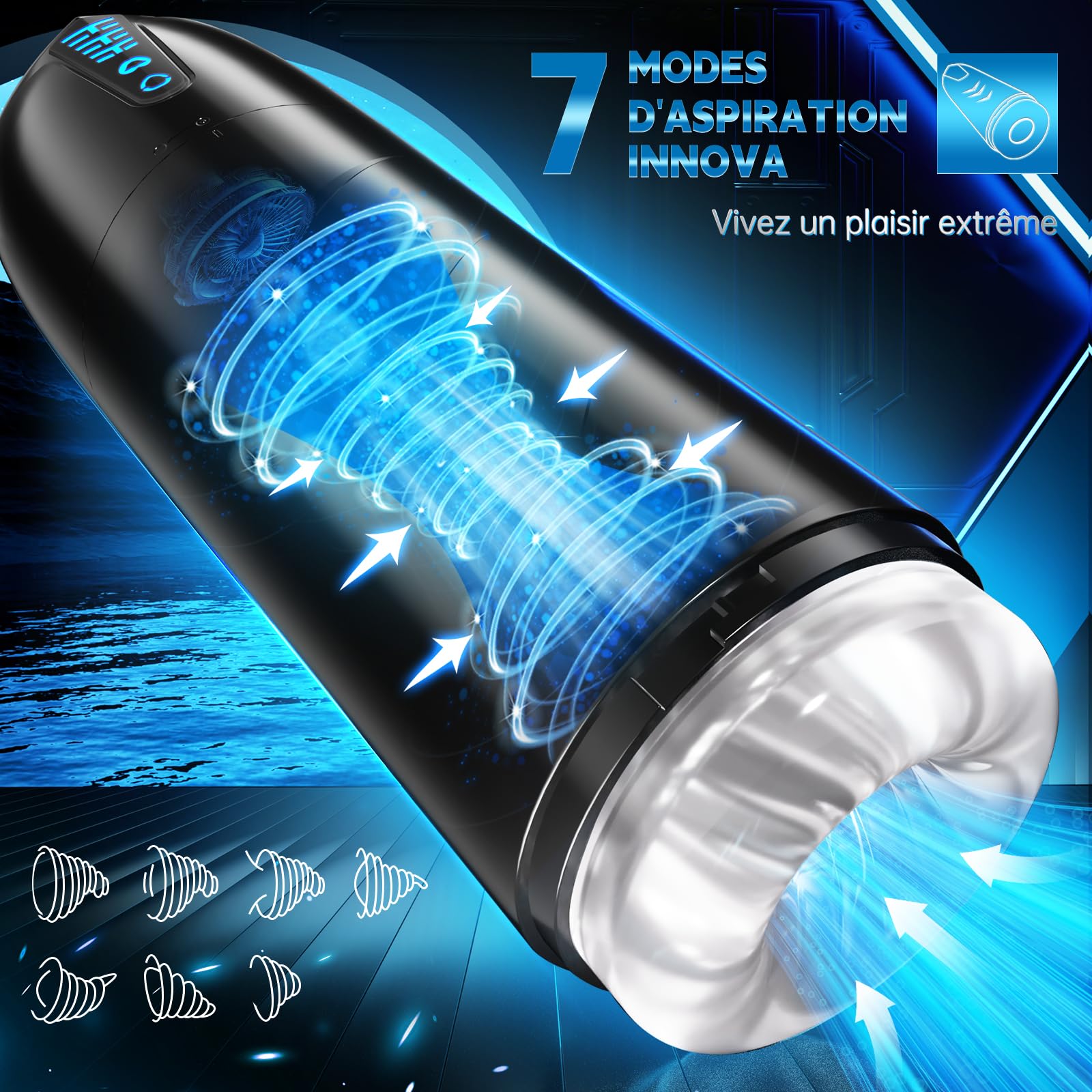 Masturbeuse Homme Sex Toys, Masturbateurs Masculins Mains Libres avec 7 Modes d'aspiration et 7 Modes de Rotation, Masturbateur Automatique Vaginette Ultra Réaliste Sextoyse Homme Sex Manuels