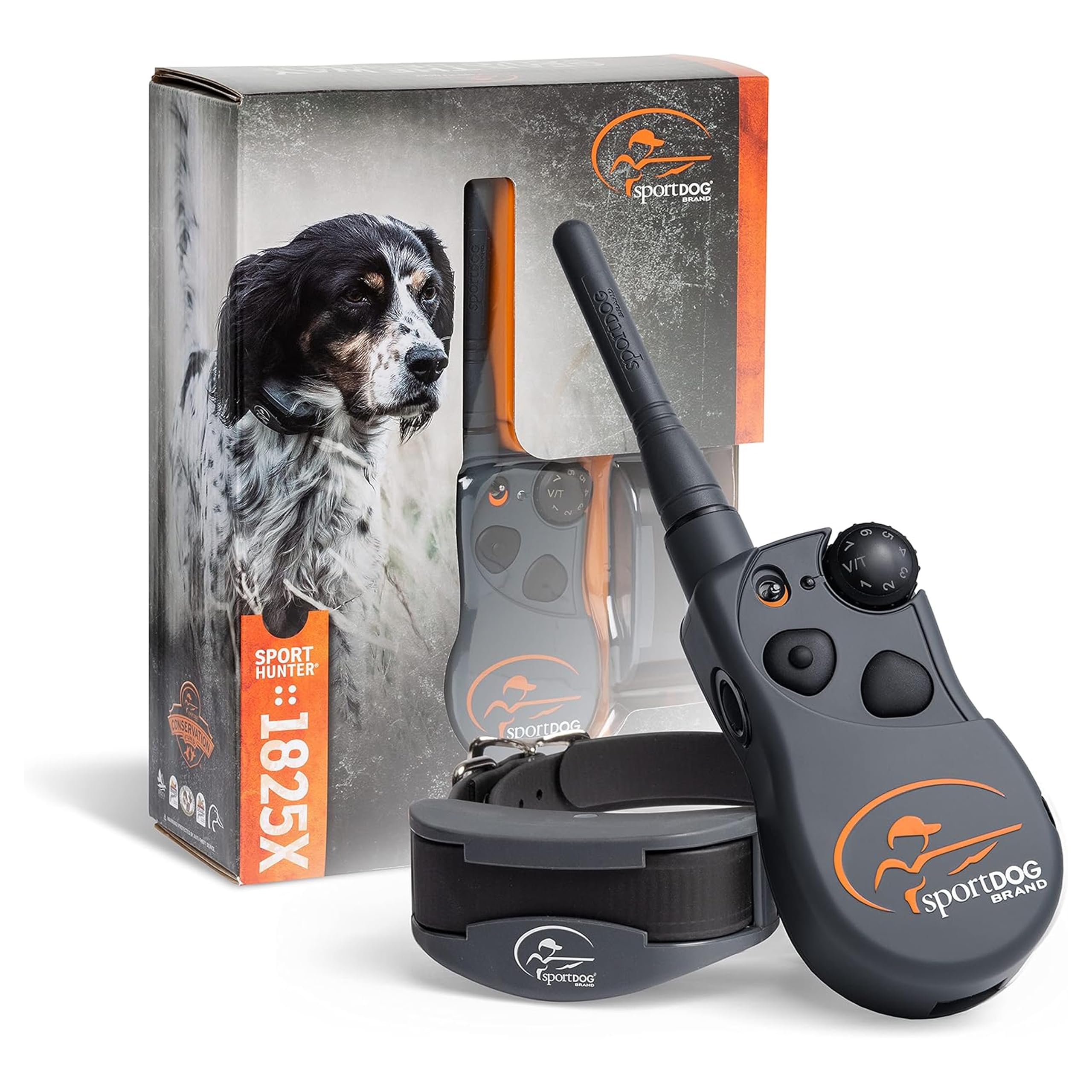 SportHunter 1825X Remote Trainer - Long-Range Signal Unit - Quick-Charge Collar - Adjustable Training Collar - Waterproof Dog Training Gear - 1-Mile Range - Black