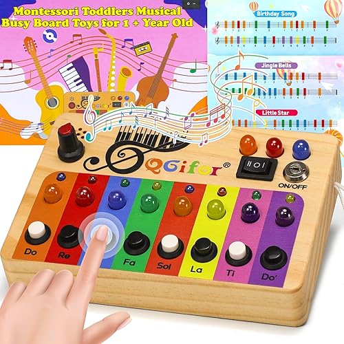 Montessori - Juguetes de mesa para niños de 1 año o más, 8 notas musicales con 19 luces LED para tablero de actividades, juguetes sensoriales de