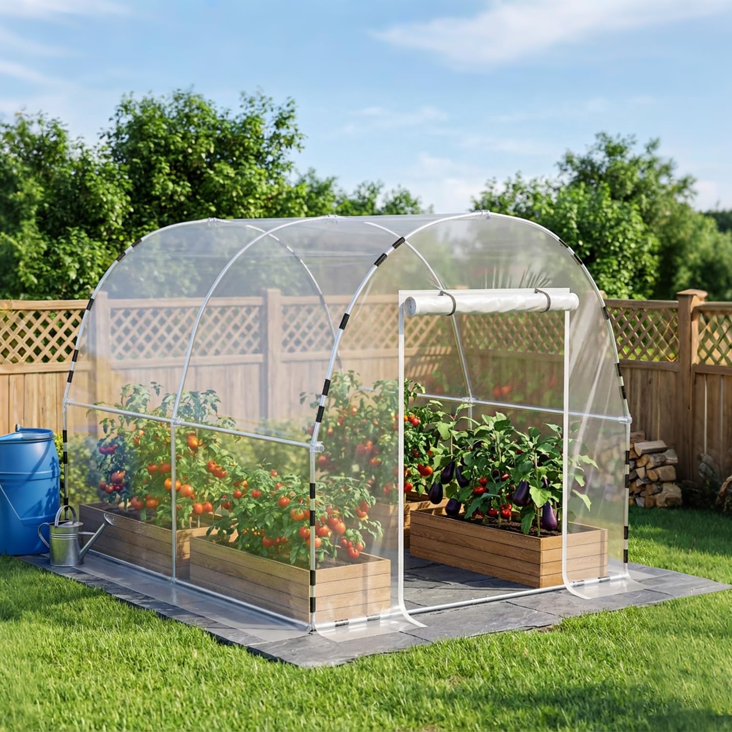 Walk-in Tunnel Greenhouse for Outdoors 9.9 x 7.9 x 6.6 ft Large Outdoor Greenhouses High Tunnels for Garden Heavy Duty Reinforced Frame with Thick PE Cover Green Houses Tent for Outside
