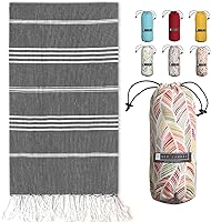 Vista 30 de BAY LAUREL Turkish Beach Towel with Travel Bag 39 x 71 Quick Dry Sand Free Lightweight Large Oversized Towels Light - (Aqua with Blue Floral Bag)