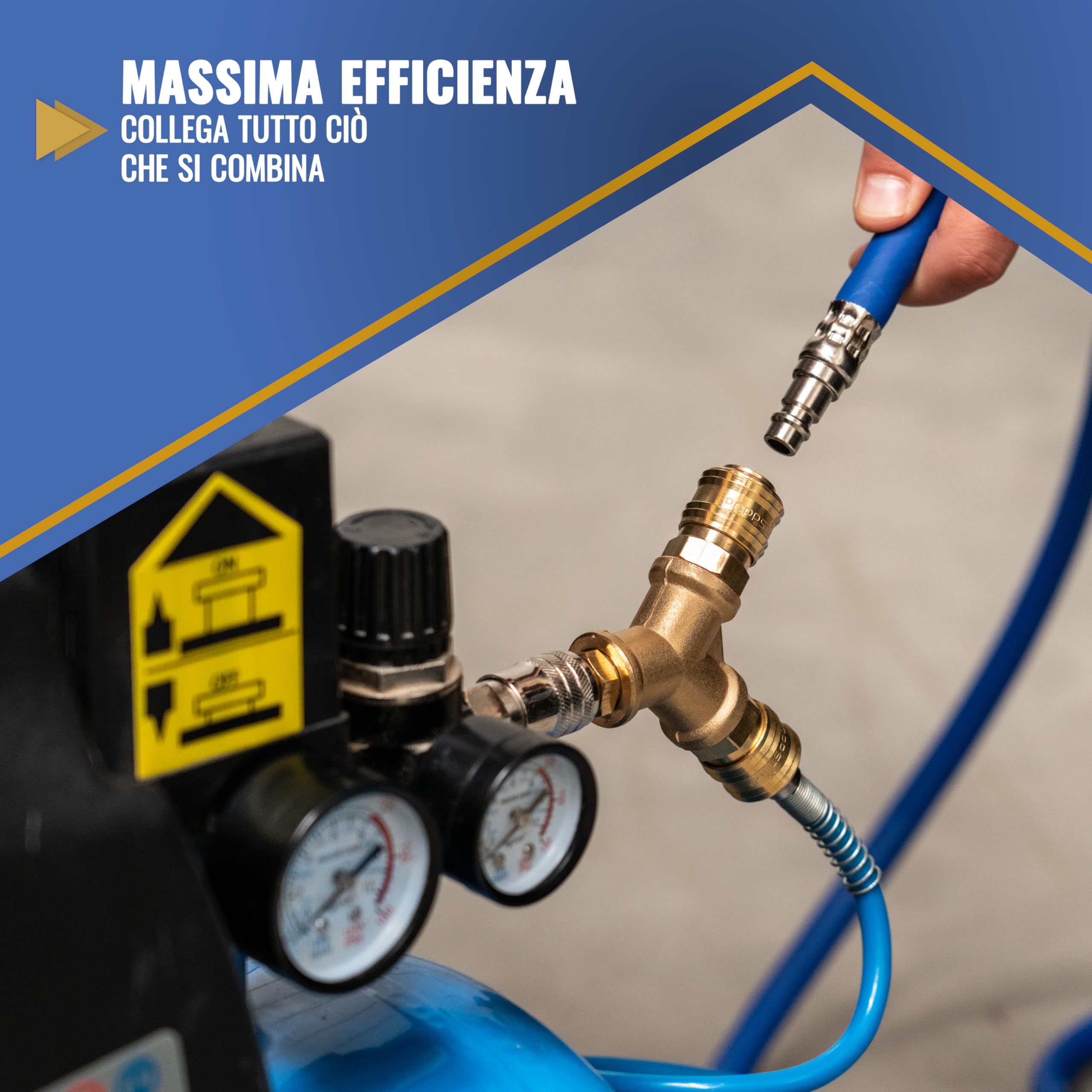 Poppstar Distributore aria compressa a 2 vie con raccordi rapidi 1/4" (attacco aria compressa standard NW 7.2)