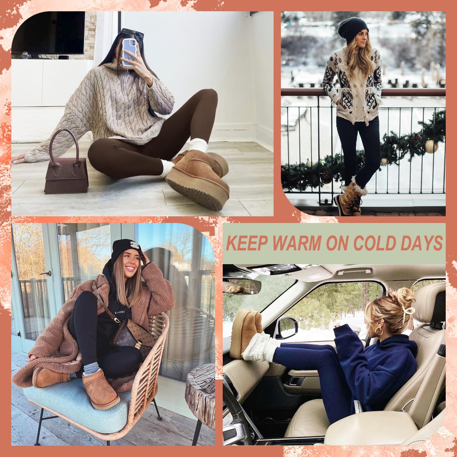 ACTINPUT Leggings Donna Invernali - Vita Alta Leggins Sportivi Yoga Termici con Tasche, Pantaloni Felpati per l'inverno