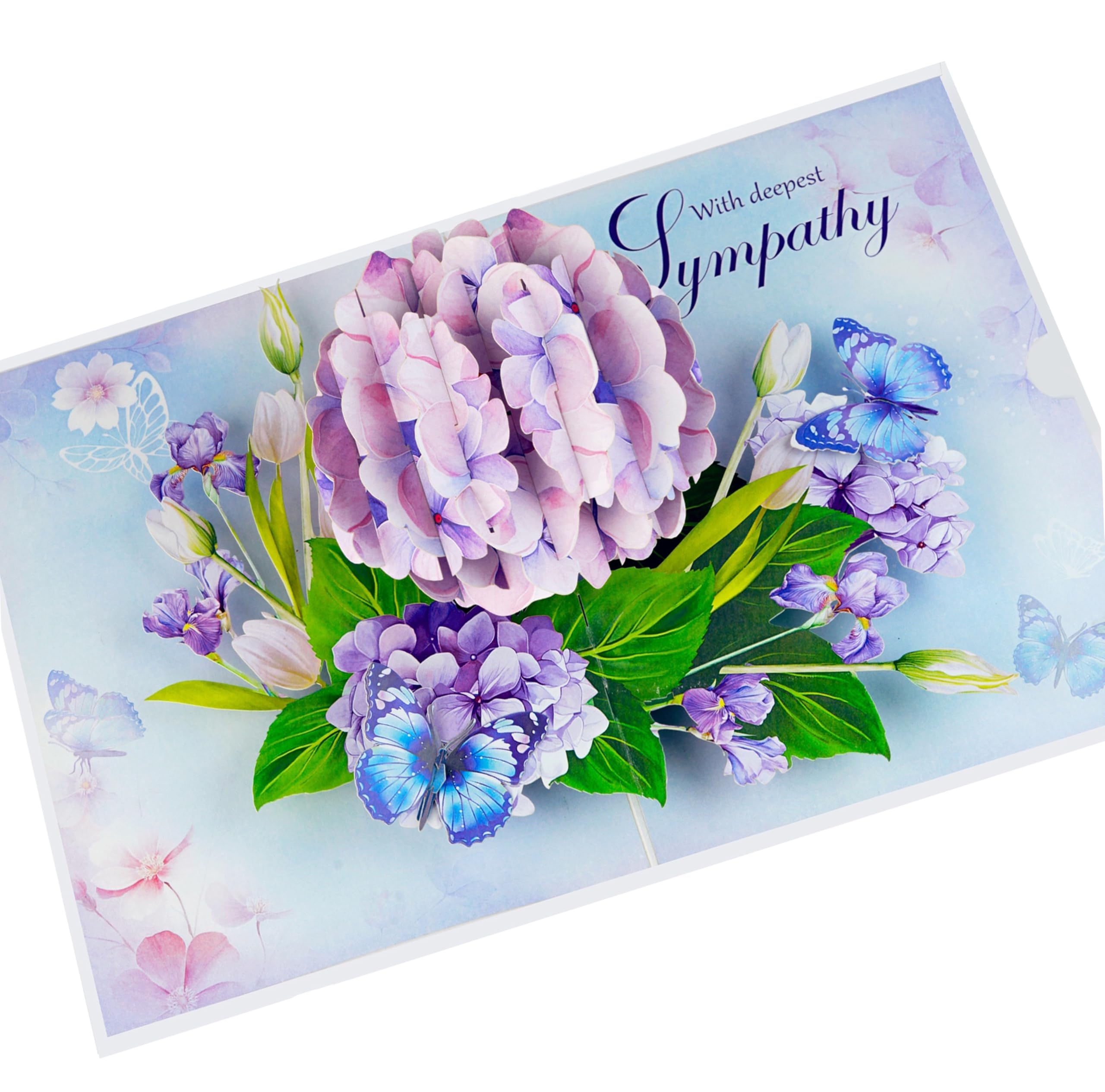 Pop Up Sympathy Cards | 3D Pop Up Greeting Card, With Deepest Sympathy Card Loss of Pet, Mom, Mother, Father, Dad, Child, Grandma (Size 15x20 cm – Sympathy Hydrangea)