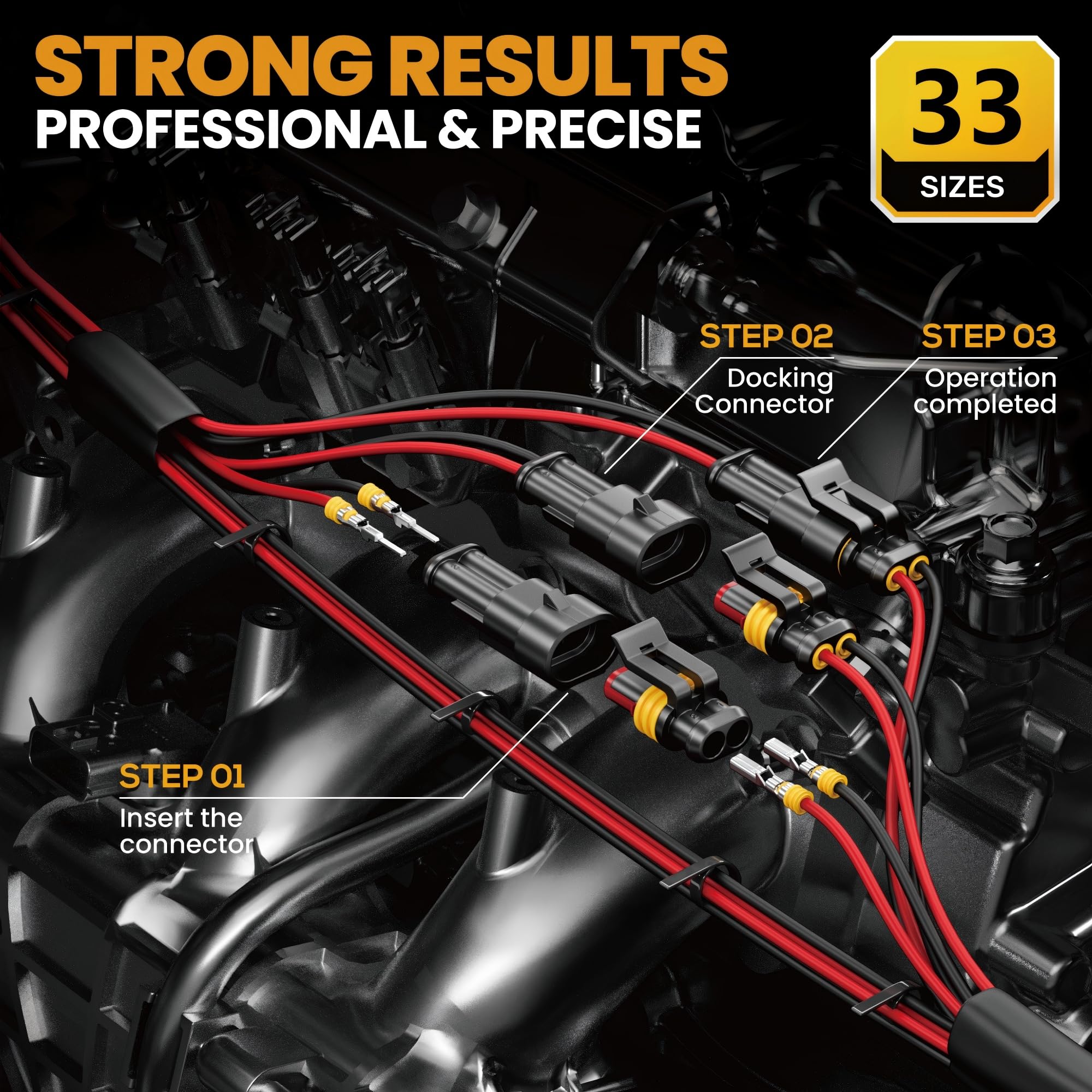 SOMELINE Crimpadora y Kit Conectores Eléctricos Estancos 1-6 Pines, 0,34-2,5mm² (AWG 22-14), Compatible Superseal 1.5, con Pelacables y Herramienta de Extracción, para Coche Moto Barco Camión