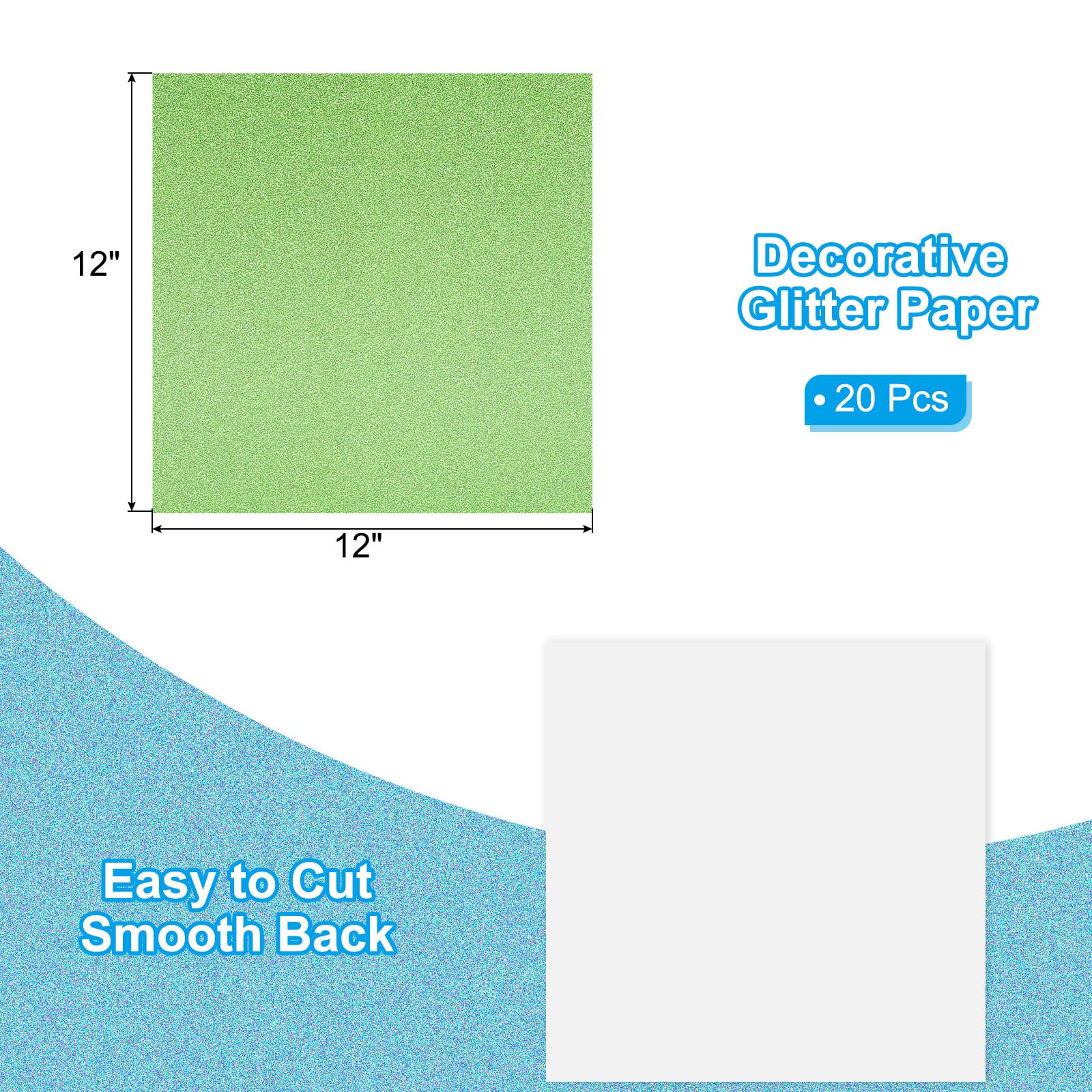 PATIKIL 20Sheets Light Green Glitter Cardstock Paper - Image 2