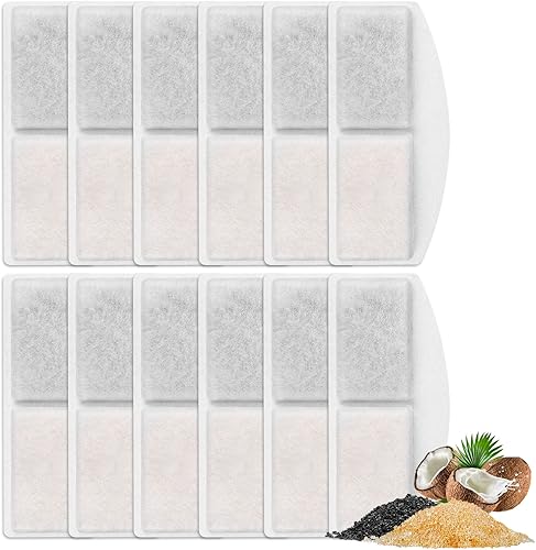 Repuesto de filtro de fuente para mascotas, 12 paquetes de filtro de fuente de agua para gatos, filtros de carbono para fuente de mascotas