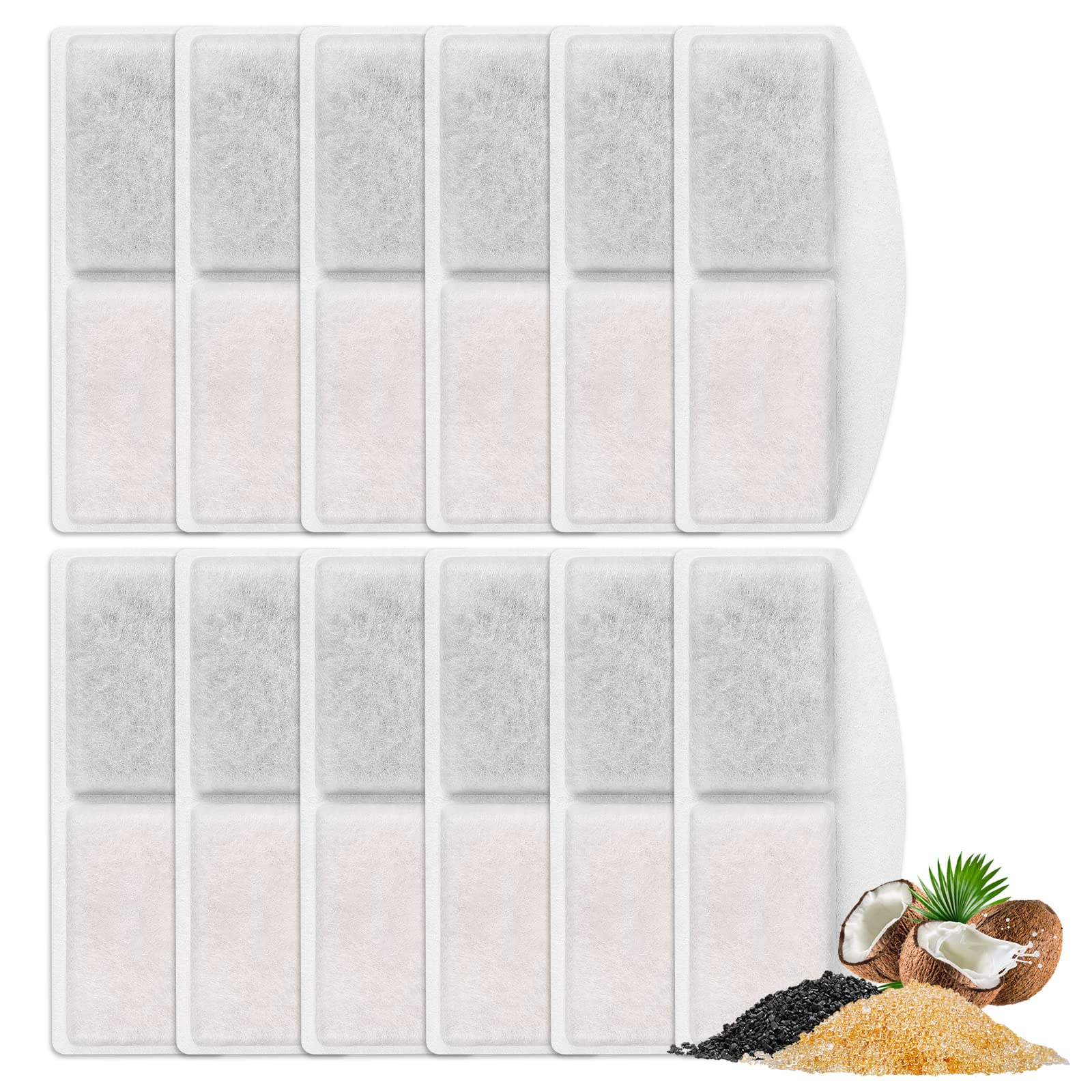 MyfatBOSS Pet Fountain Filter Replacement, 12 Packs Cat Water Fountain Filter, Pet Fountain Carbon Filters Compatible with 100oz/3L Automatic Pet Fountain