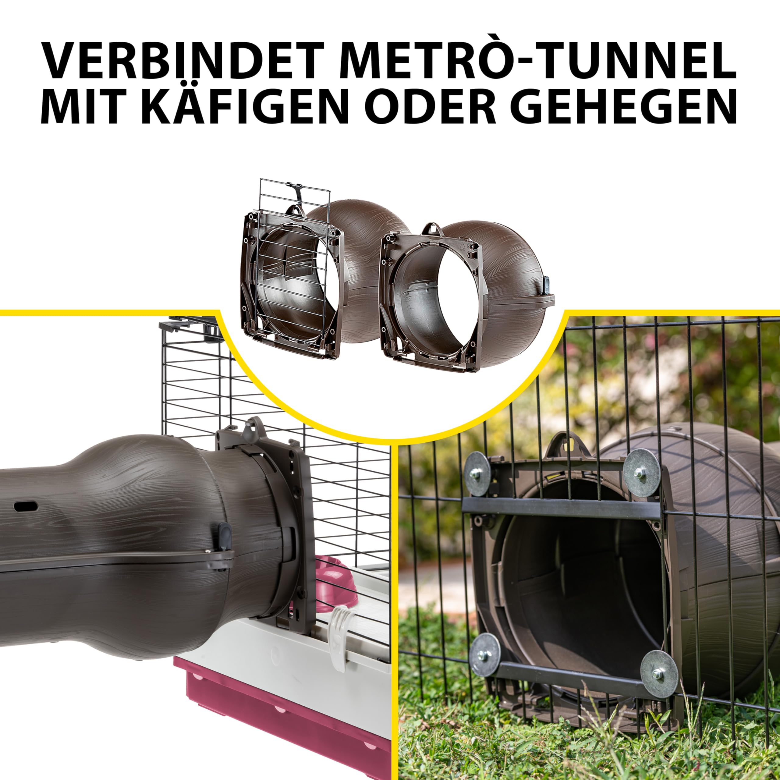 Ferplast Metro' Junction Set mit 2 Universalverbindern für Metro' Kaninchentunnel und -gehege – Passend für Metrò Käfige und Häuser Ø27×22 cm