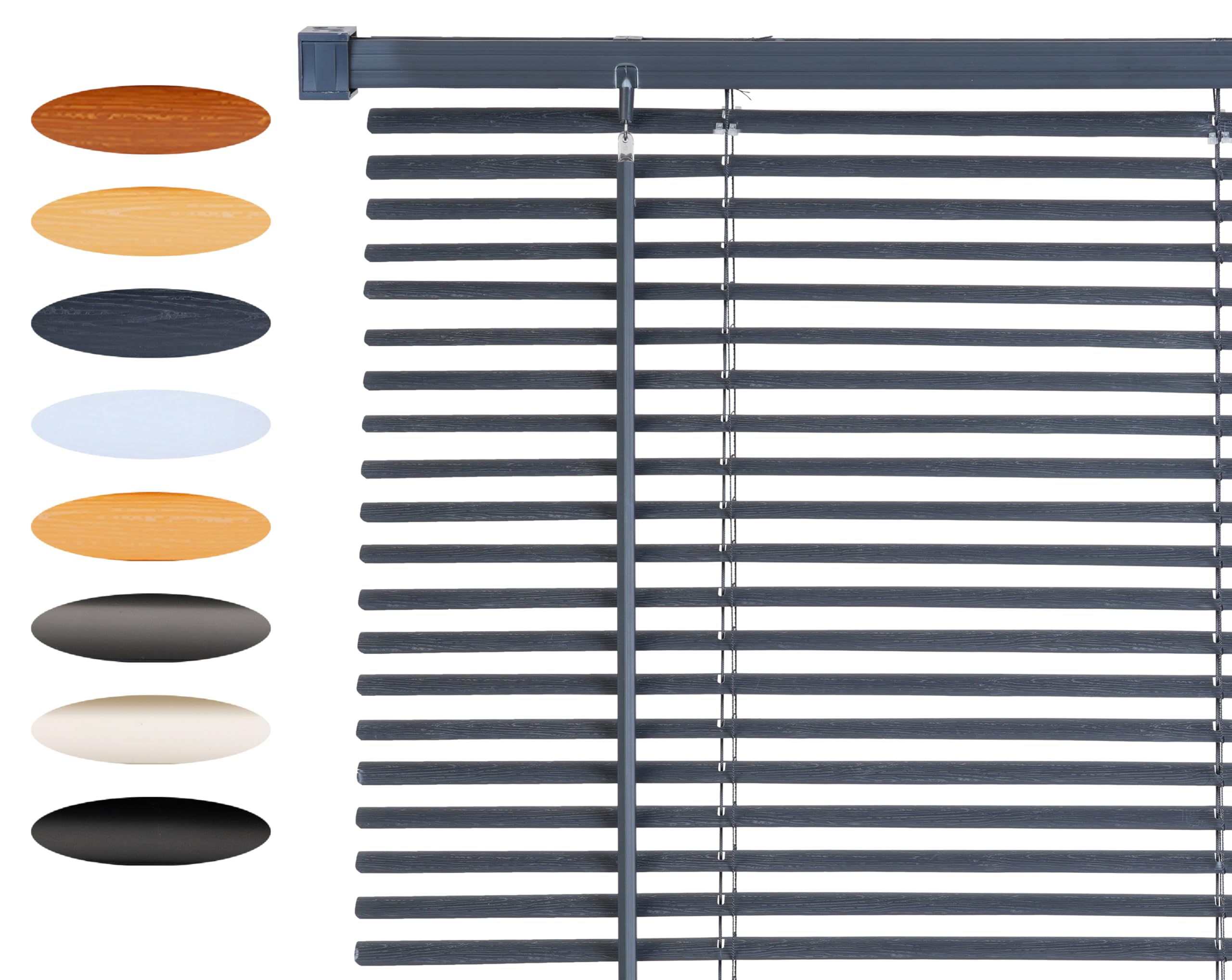 Lister Cartwright 25mm PVC Venetian Blinds for Windows – Trimmable, Easy Fit Curtains, Child Safe – Durable Home & Office Blind(Steel Textured, 117 cm Width x 160H cm)