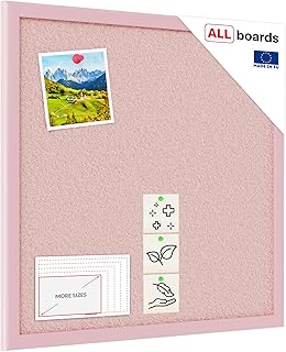 ALLboards Cork noticeboard with Pink ALLboards Cork Surface, 40×40 cm, Wooden Frame Lacquered in Pink
