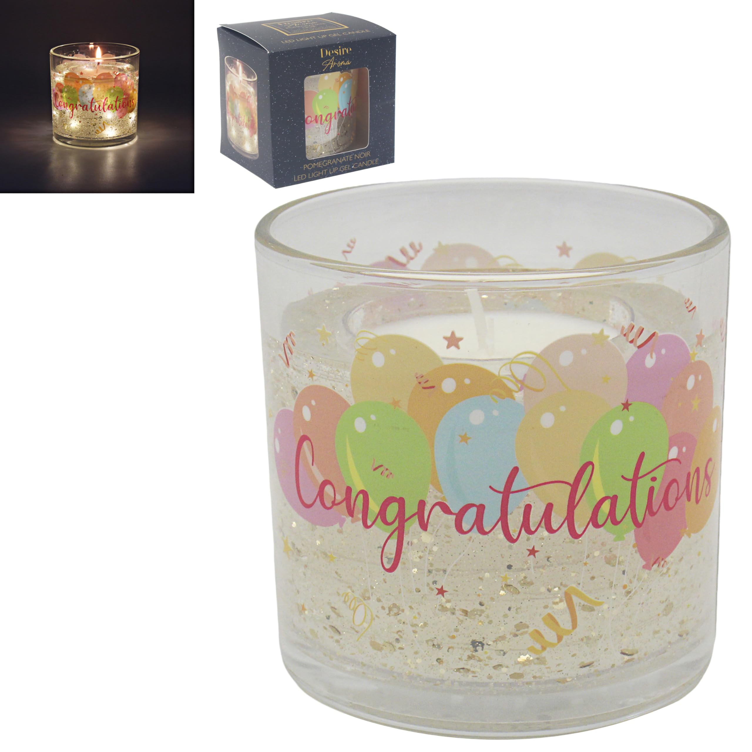 Lesser & Pavey Led Gel Candle Congratulations Desire Aroma | Scented Aromatherapy Candle With Led Glow | Long Burning Decorative Candle Gift | Relaxing Home Fragrance & Stylish Home Decor Accessory