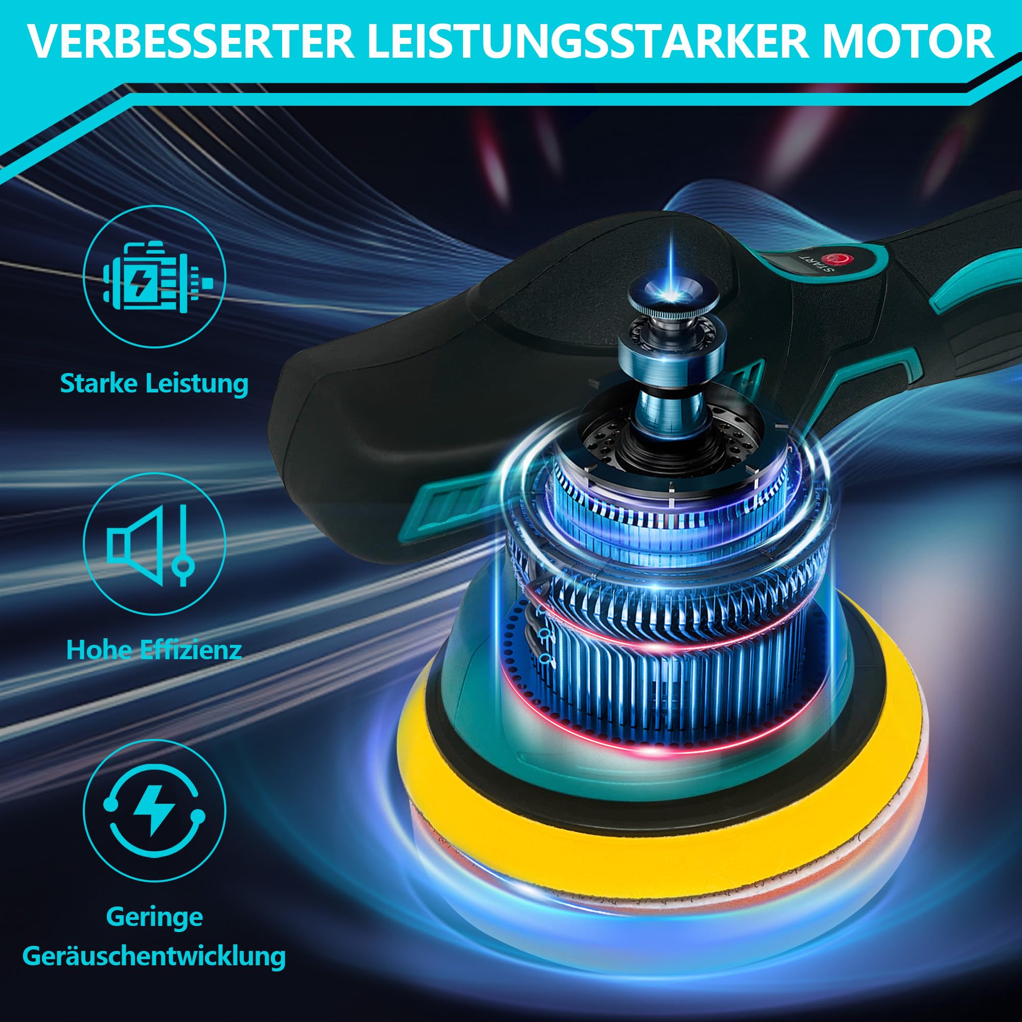 Poliermaschine Auto für Makita 18V Akku LXT, 150mm Exzenterpolierer mit 8 Geschwindigkeiten, Auto Polierset für Autodetaillierung & Lackpflege, Kabellose Schleifmaschine für Kratzer (Ohne Akku)