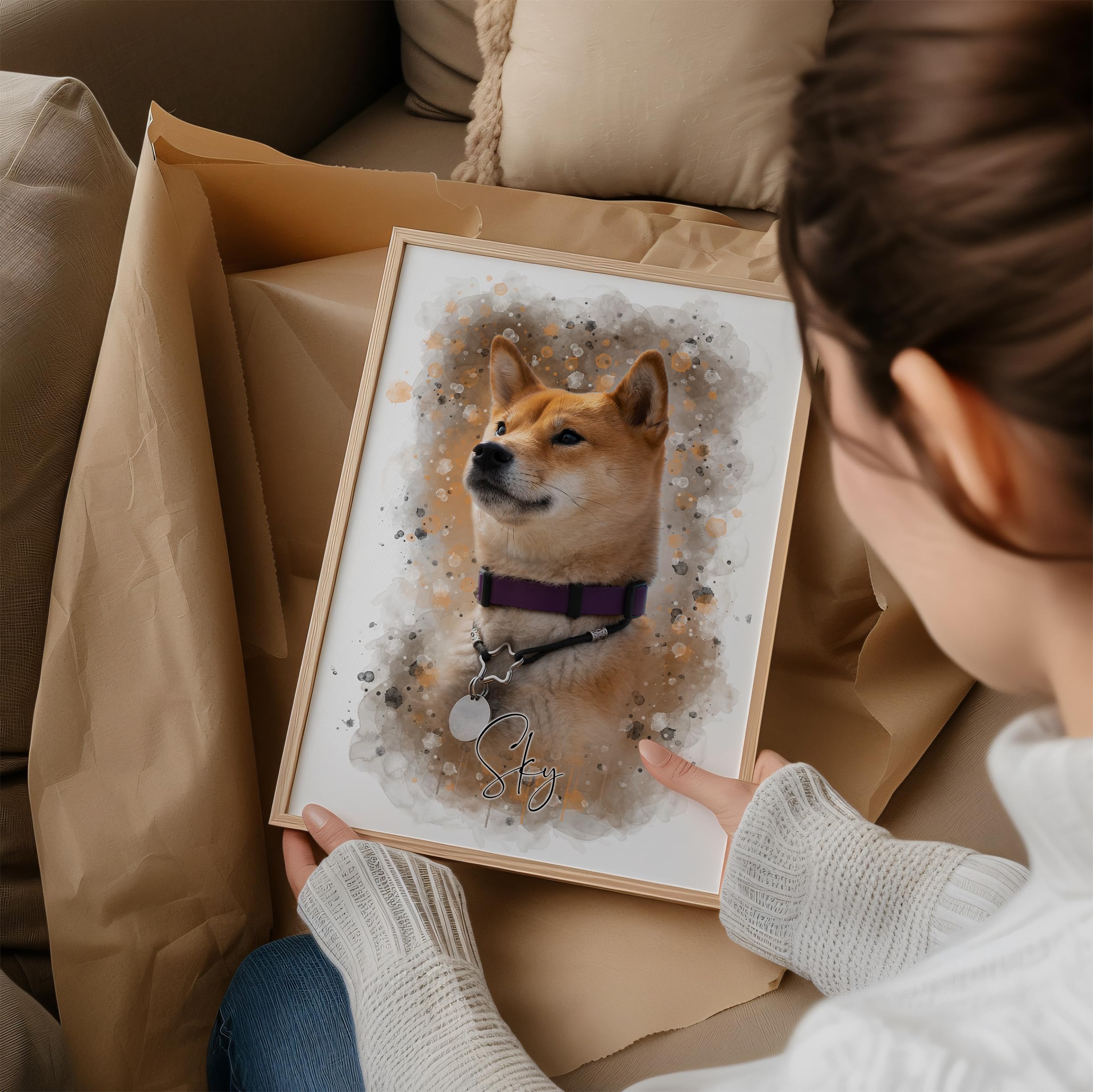 Generisch Dein Haustier als personalisiertes Portrait/Hund, Katze, Pferd, etc./ als Poster, Leinwand oder gerahmtes Bild/einzigartiges Geschenk (gerahmtes Bild, 40x60 cm)