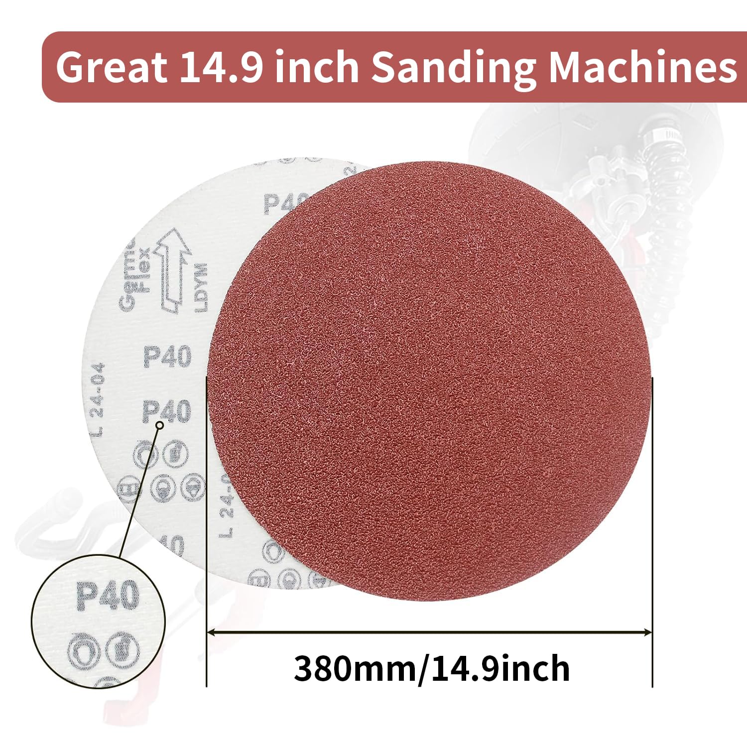 30 Piezas Discos de Lija 380 mm Papel de Lija 5 x Grano 40 60 80 120 180 240 Discos Abrasivos Adecuado para Lijadora en Seco Lijadora Giraffe