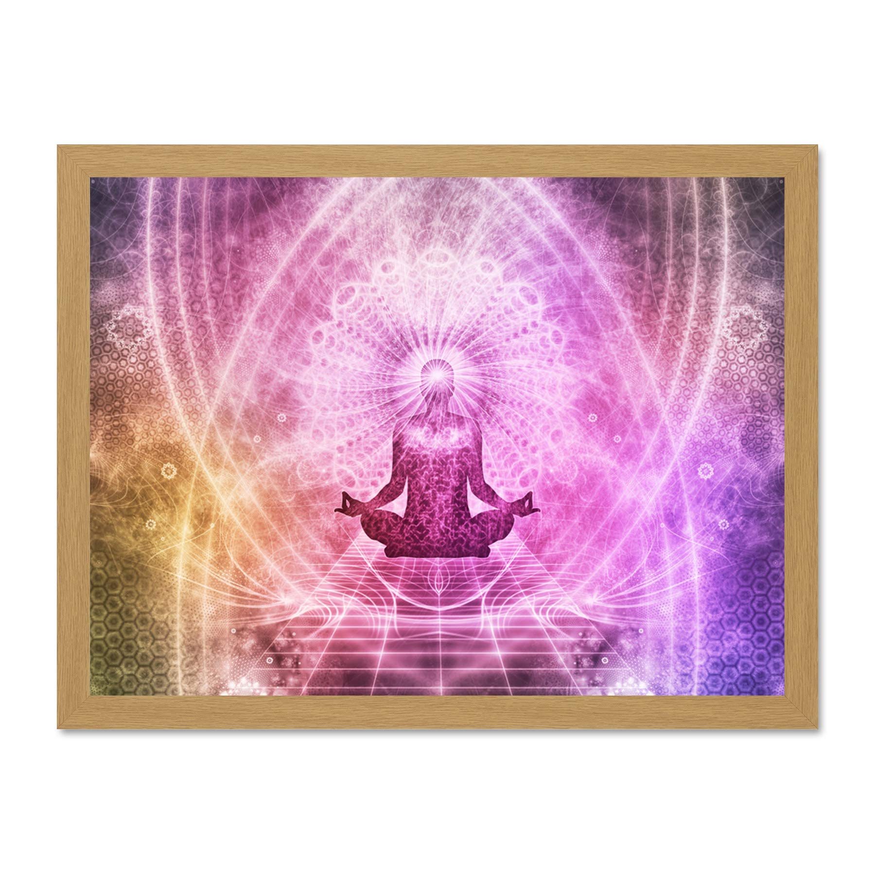 Buddhism Yoga Pose Psychedelic Large Framed Art Print Poster Wall Decor 18x24 inch