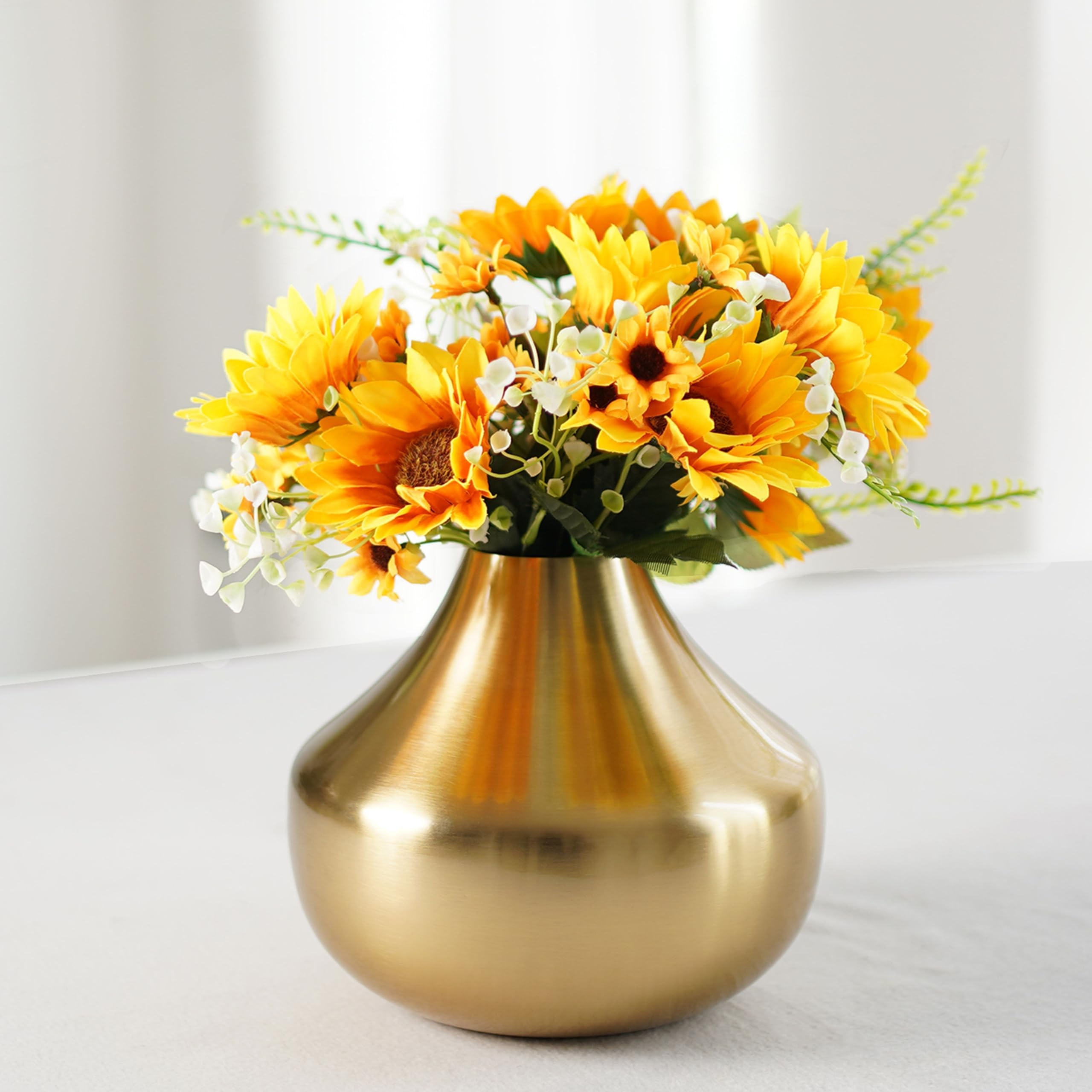 BEHOMA Gold Metal Vase - Elegant Home Decor -4
