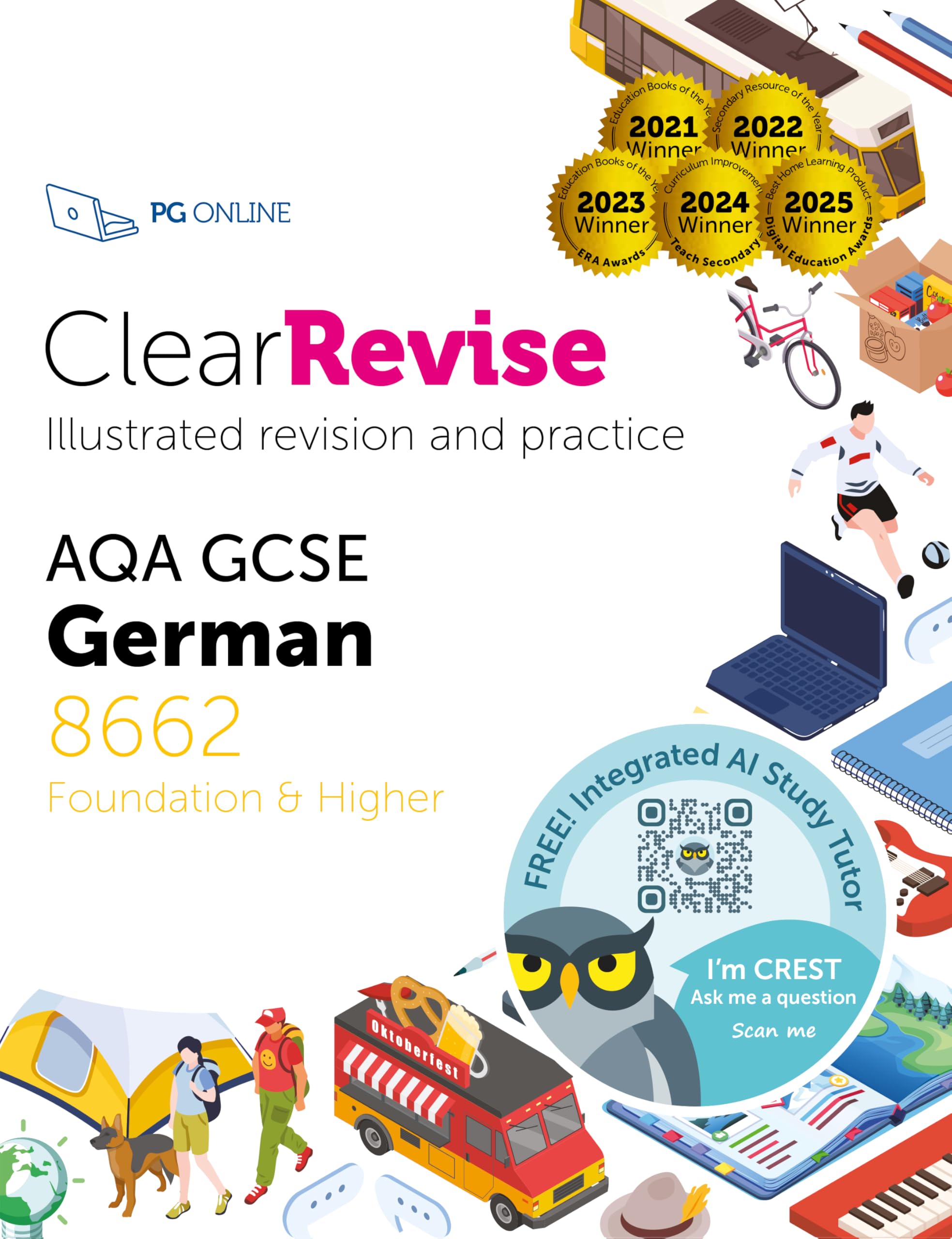 ClearRevise AQA GCSE French (Higher and Foundation): Illustrated Revision and Practice with CREST Exam Tutor (ClearRevise AQA GCSE French 8652): Foundation and Higher