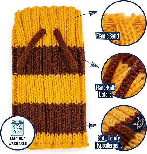 Miniatura 4 de Zoo Snoods Disfraz de Bumble Bee Tejido de punto para perro para mascotas, cubierta cálida para el cuello para Halloween e invierno (M)
