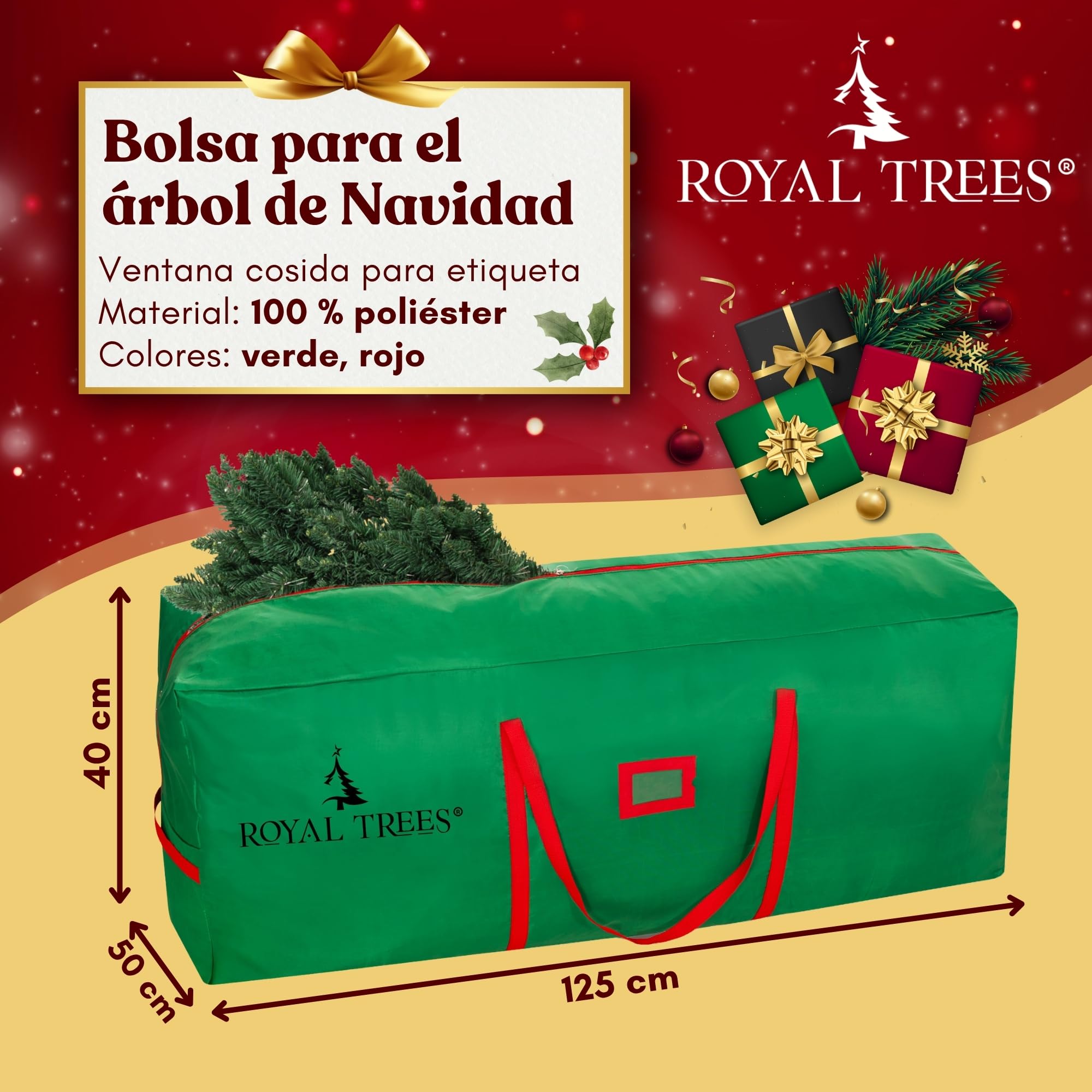 Árbol de Navidad artificial de 180 cm – Abeto siberiano artificial realista y denso con 755 puntas y soporte de madera, Christmas Tree árbol de Navidad verde realista, incluye bolsa de