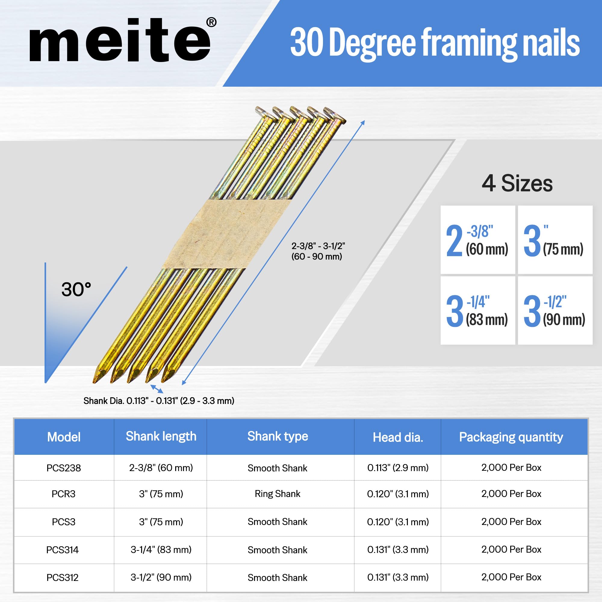 Snapklik.com : Meite 30 Degree Framing Nails 3-1/2-Inch X .131-Inch ...