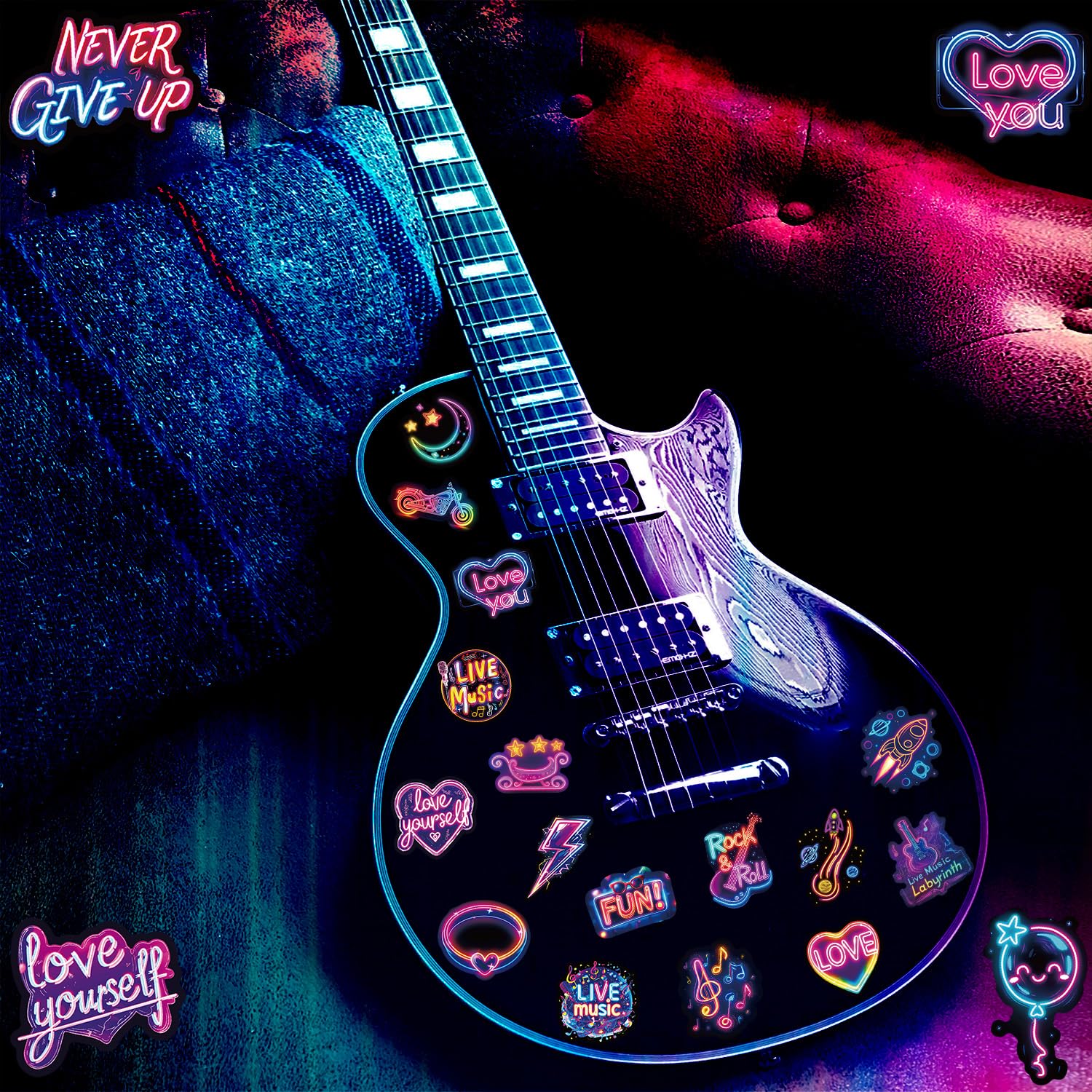 Adesivi 300 Pezzi Stickers Neon Cool, Stickers Vinile Impermeabili, Adesivi per Borraccia, Porta Pranzo, Skateboard, Journaling, Scrapbooking, Computer Portatile, Taccuino, Valigia, Notebook, ecc