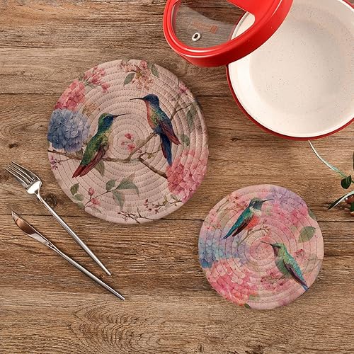 Miniatura 214 de Trivets for Hot Dishes Pots and Pans 2 PC Pot Holders Heat Resistant Cotton Round Potholders for Kitchen Countertop Decorative Autumn Maple Leaves