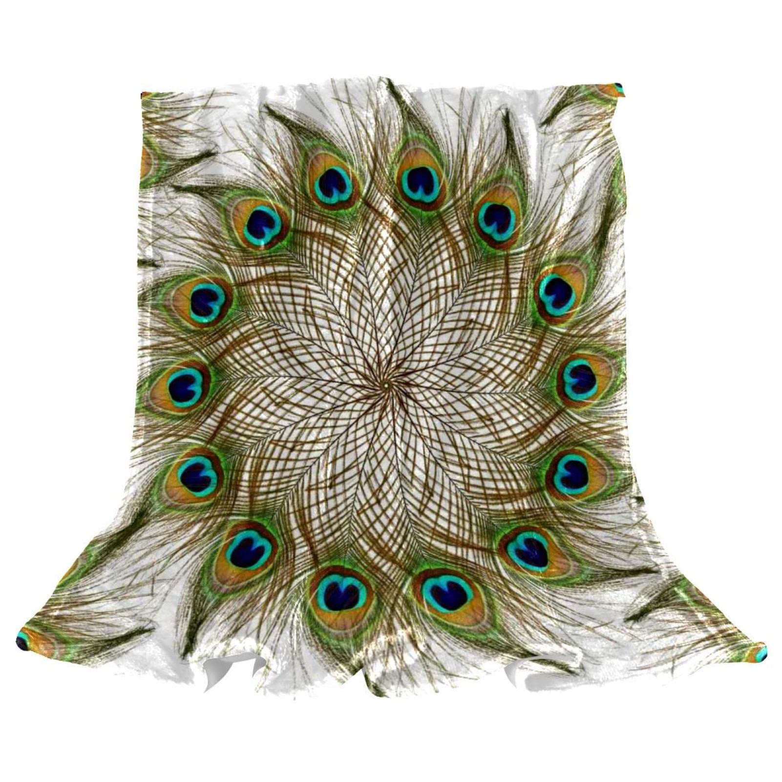 Couverture polaire de lit pour canapé de salon décorative motif paon