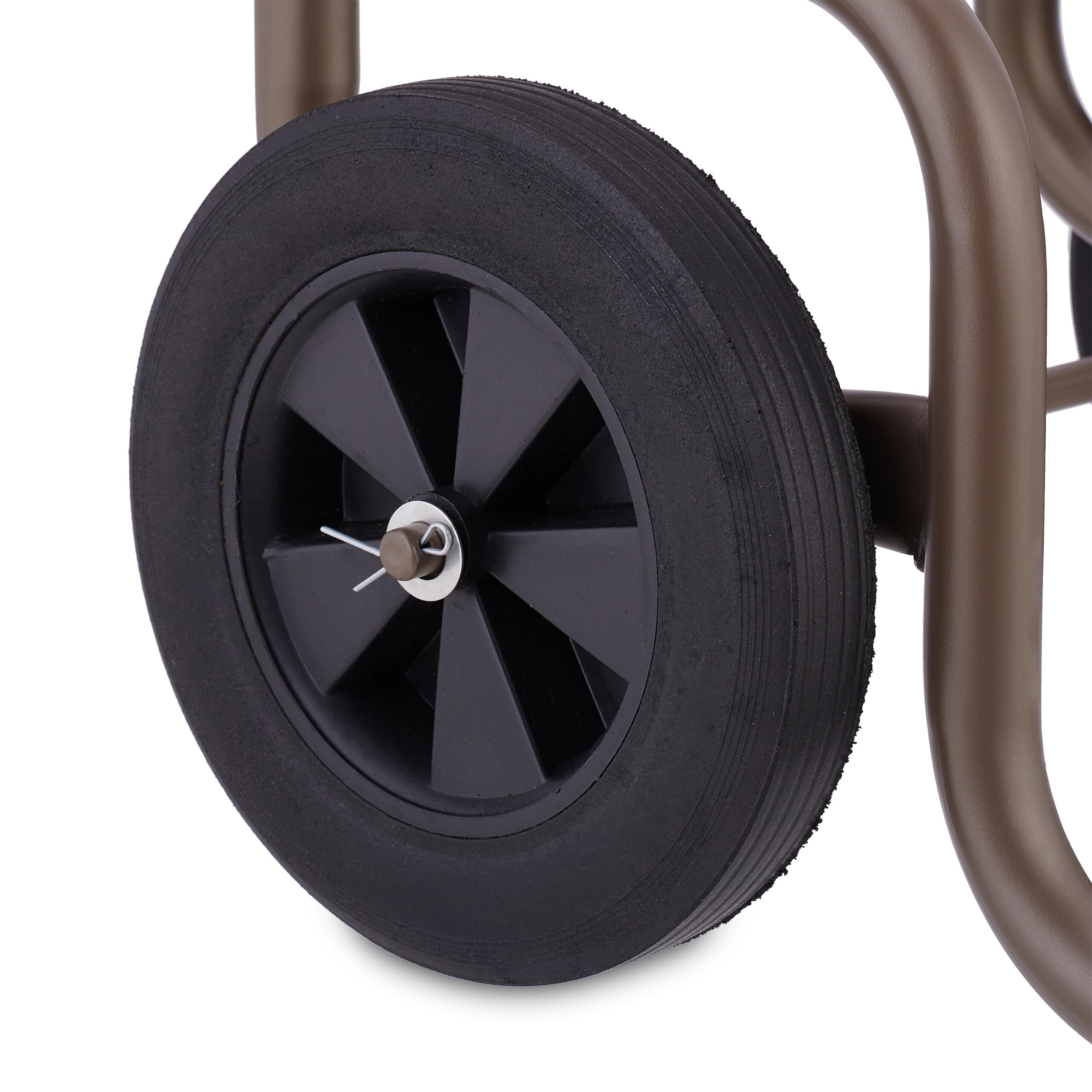 Relaxdays Range-bûches Mobile, 2 Roues, Jusqu’à 60 kg, pour bûches Standards, Support Bois de Chauffage, Acier, Marron