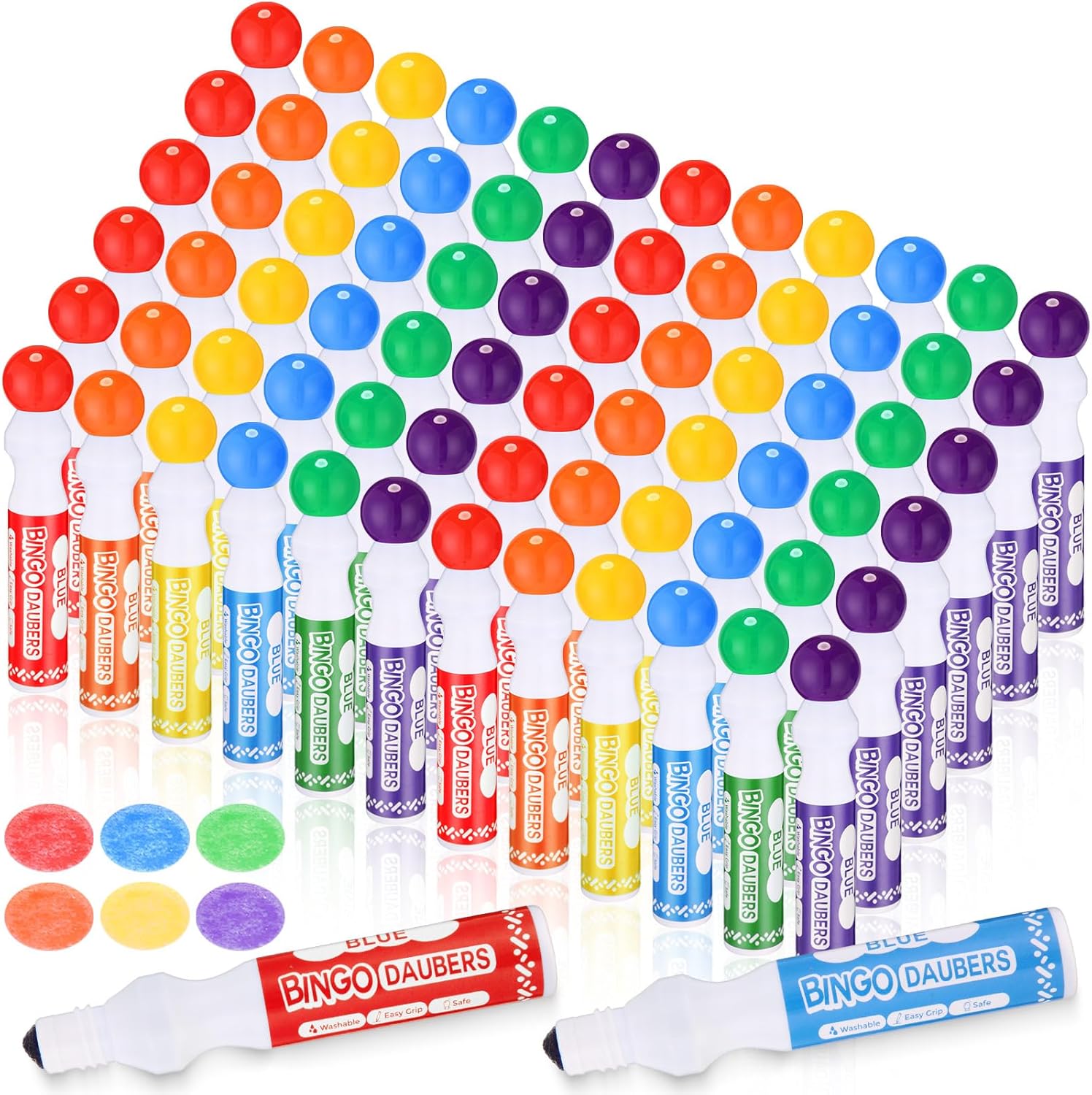 Crtiin 72 Pack Mixed Colors Set of Bingo Daubers Dot Markers Bingo Supplies in 6 Colors Art Markers Paint Craft Ideal for Art and Crafts Painting Supplies Drawing Coloring Class Gift