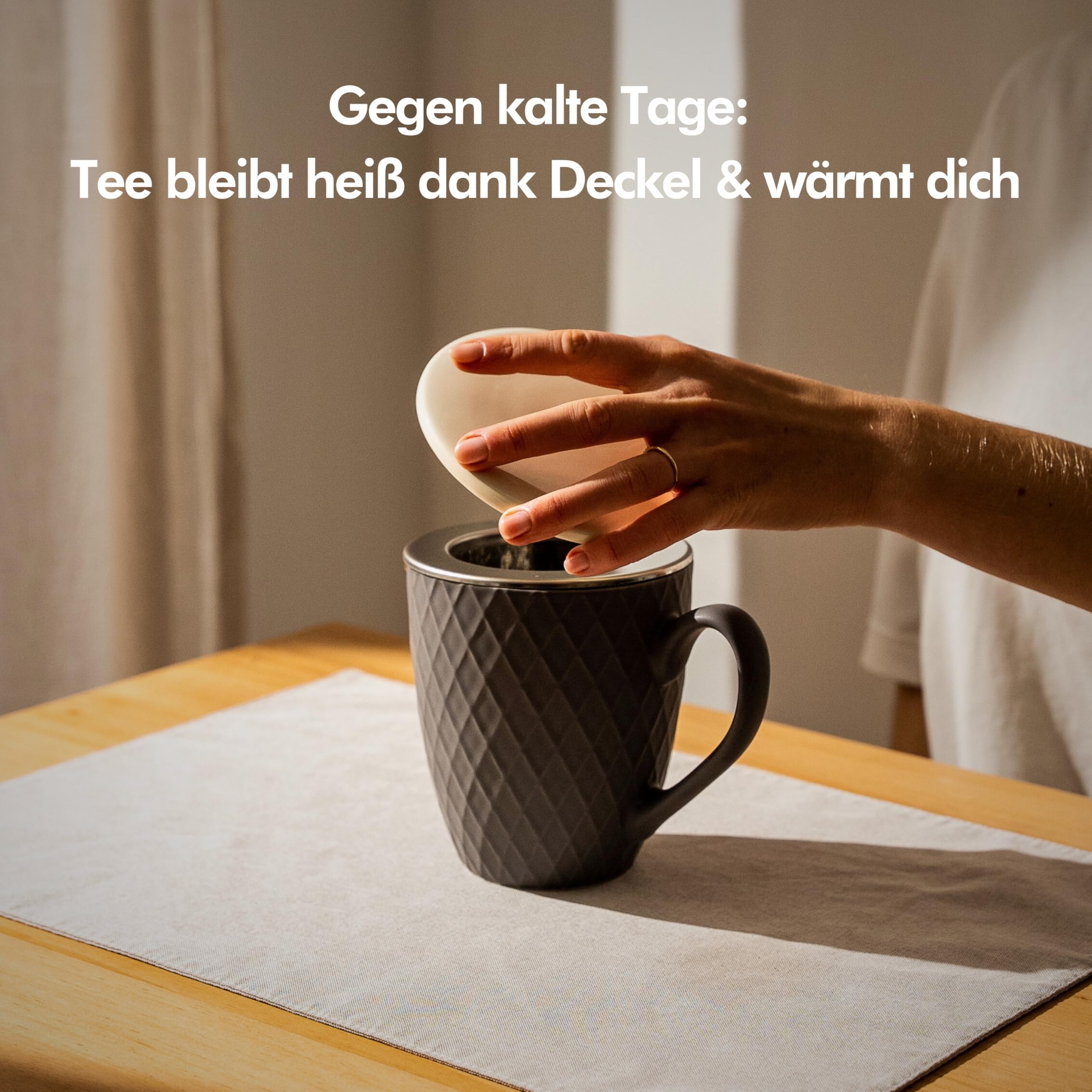 KIVY Taza de Té Grande XXL 650 ml con Tapa y Colador