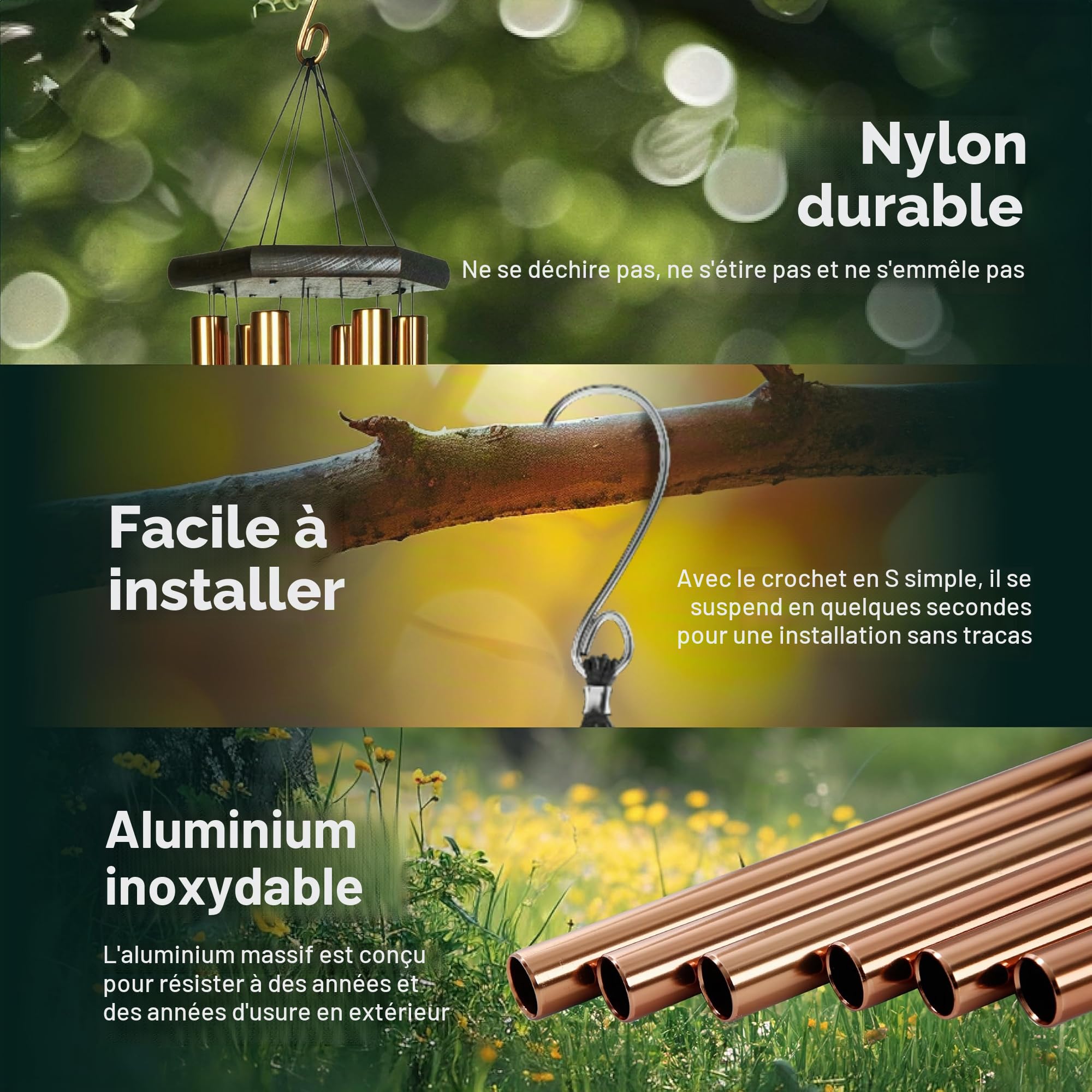 Nature's Melody Premiere Grande Carillon éolien Bronze 61 cm PG24BR