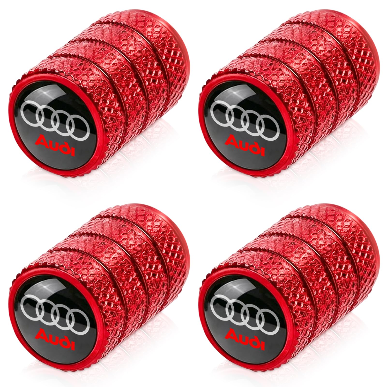 4pcs Tire Valve Stem Caps, Compatible with Audi S3 A3 RS3 RS7 A4 A5 A6 A7 A8 Q3 Q5 Q7 R8 Series Stem Cap Universal Car Air Cover Car Accessories for Cars, SUV, Truck, Motorcycles Red