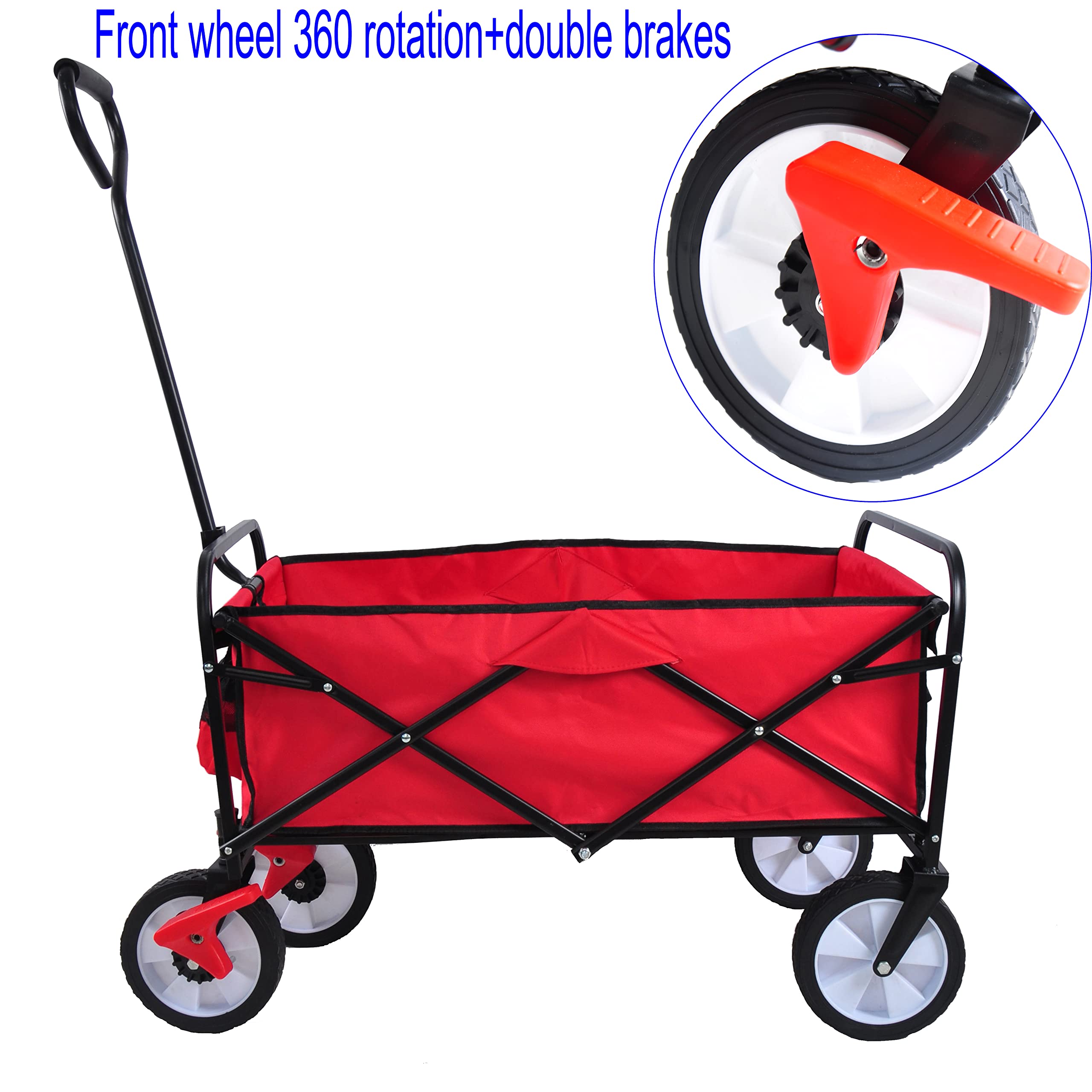 Folding Wagon GShopping Beach Cart (Red)